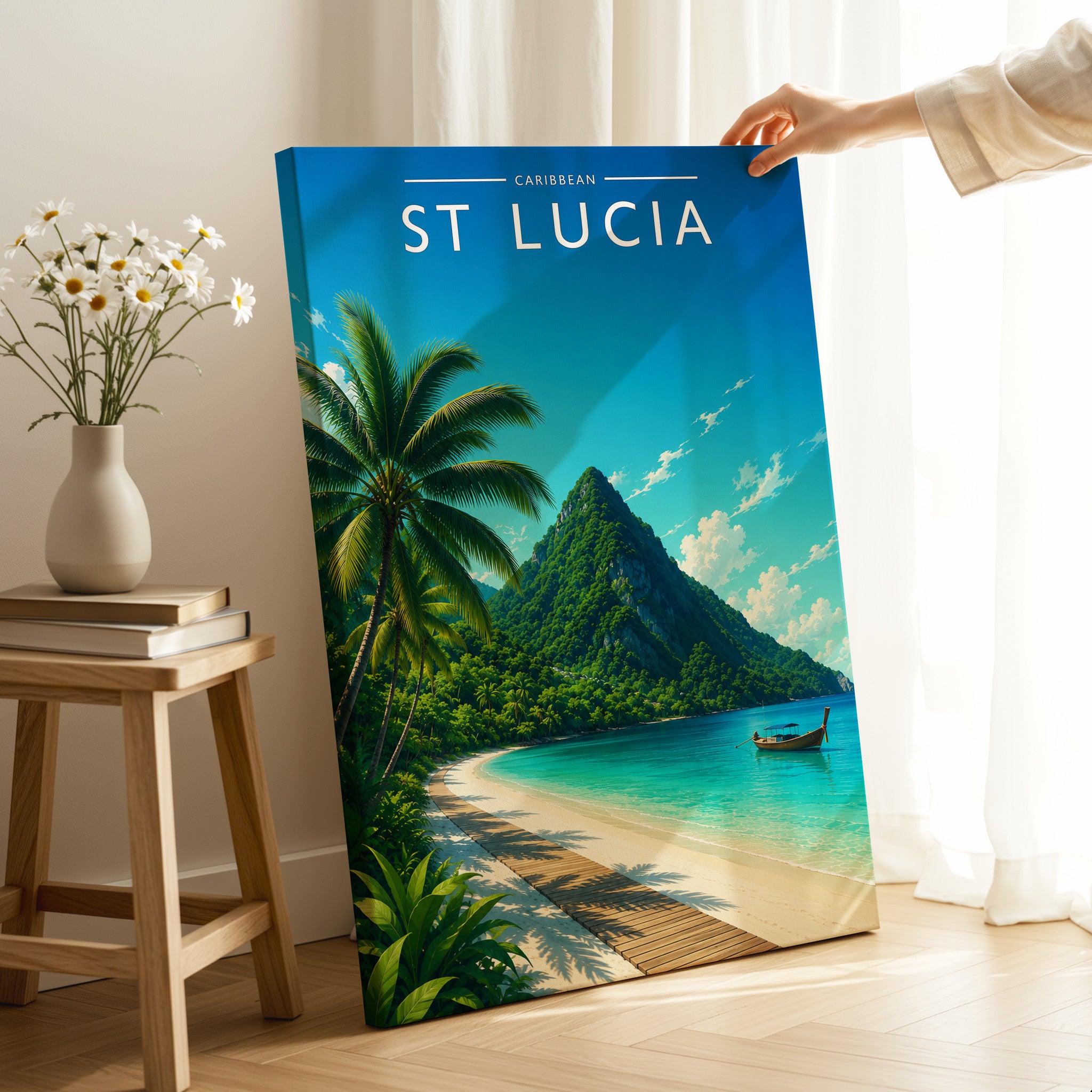St Lucia #2 Travel Poster as a gallery-wrapped canvas