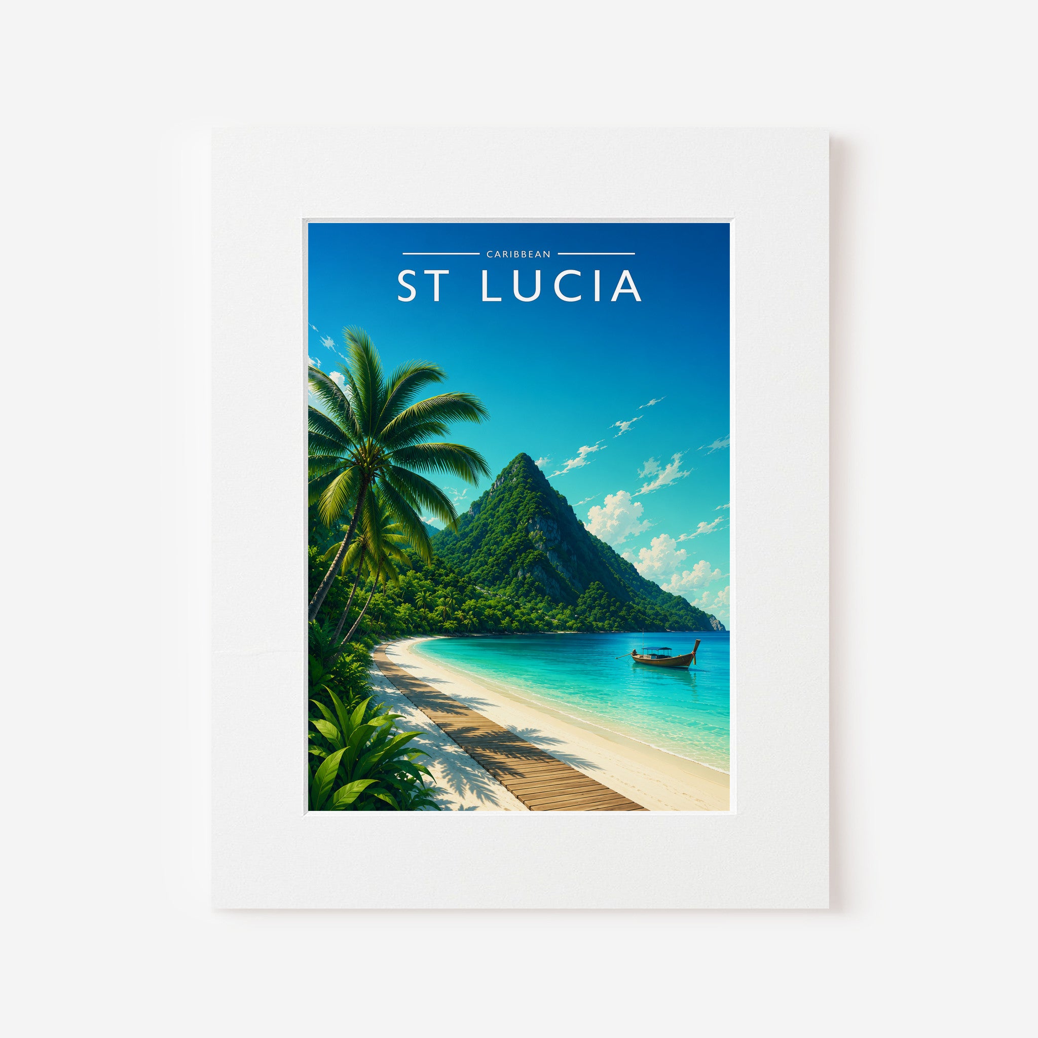 St Lucia #2 Travel Poster in a white mount