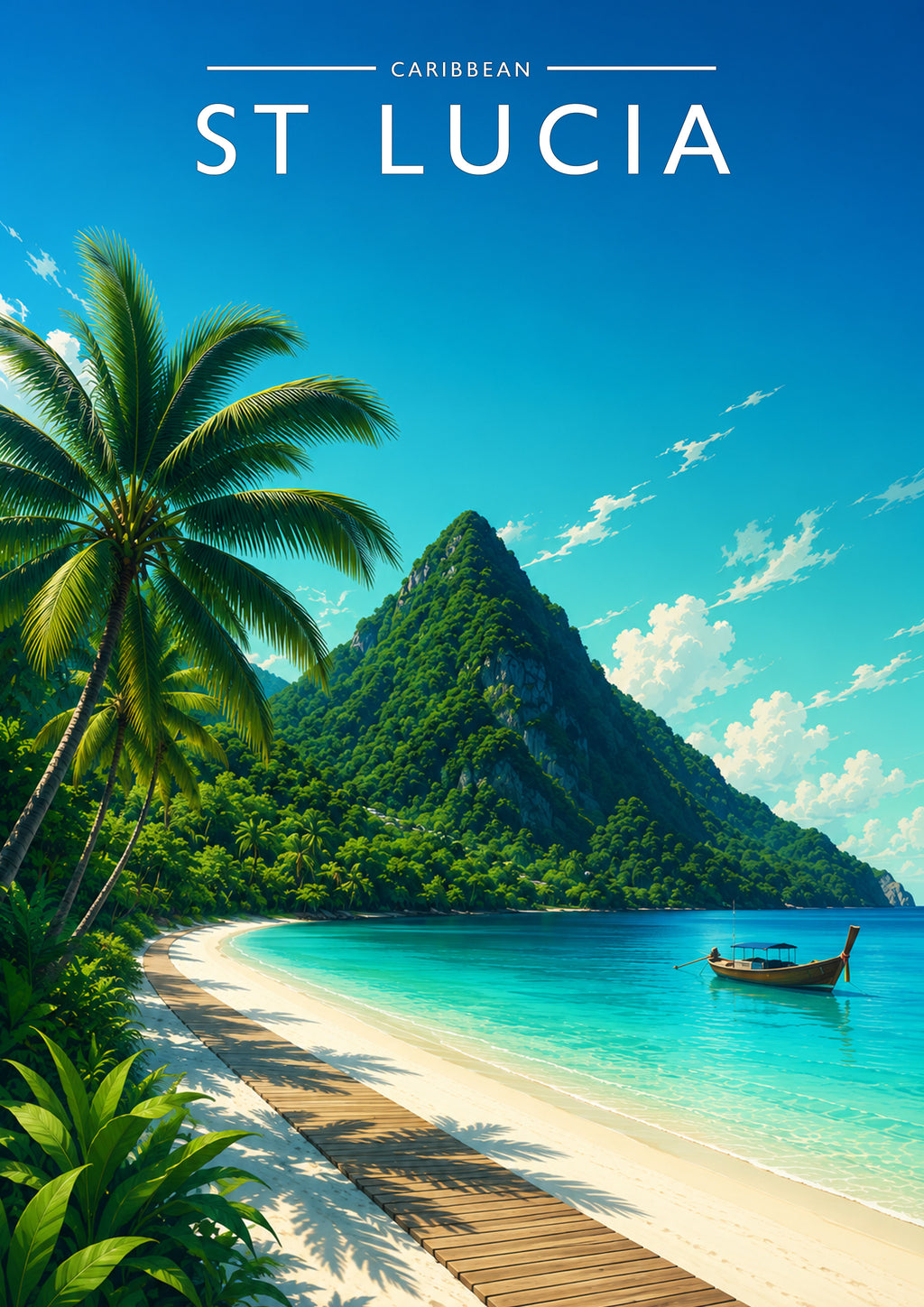 St Lucia #2 Travel Poster - A4 travel poster print
