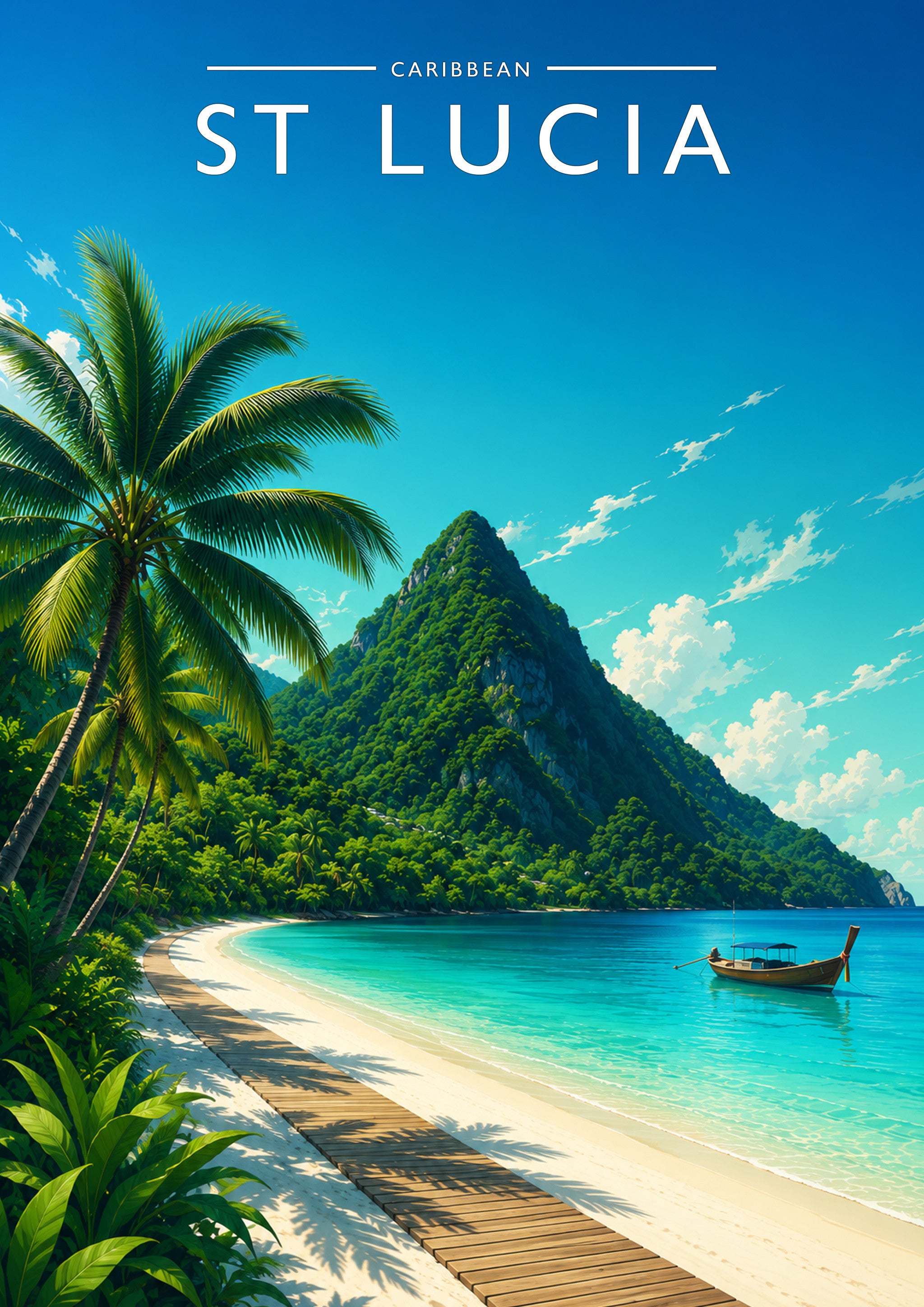 St Lucia #2 Travel Poster - A4 travel poster print