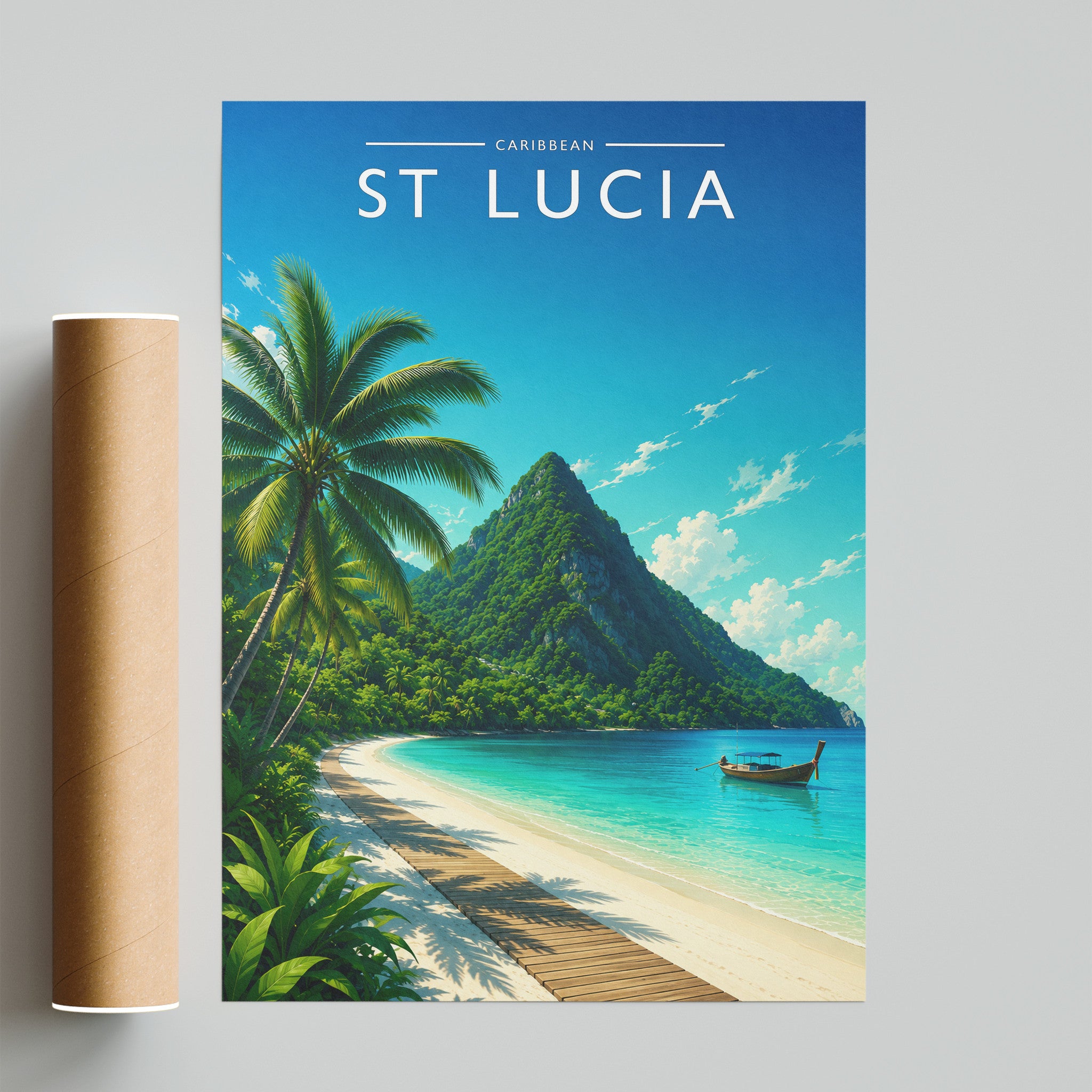 St Lucia #2 Travel Poster - fine art print with shipping tube