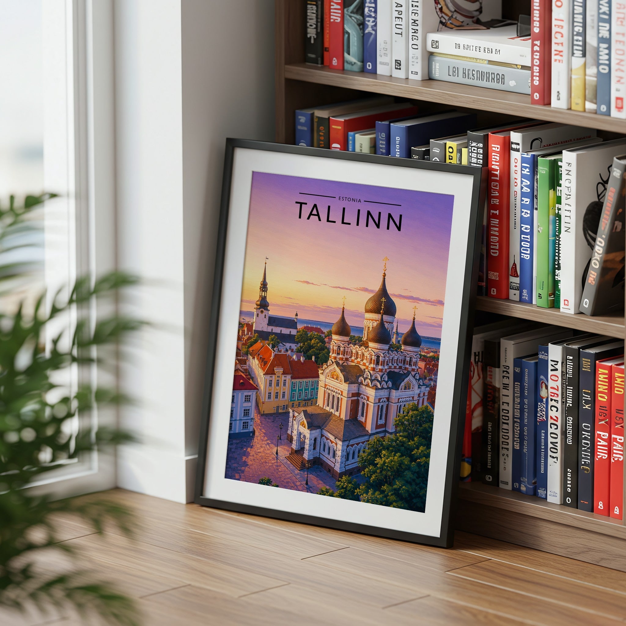 Tallinn Travel Poster mounted in a black frame