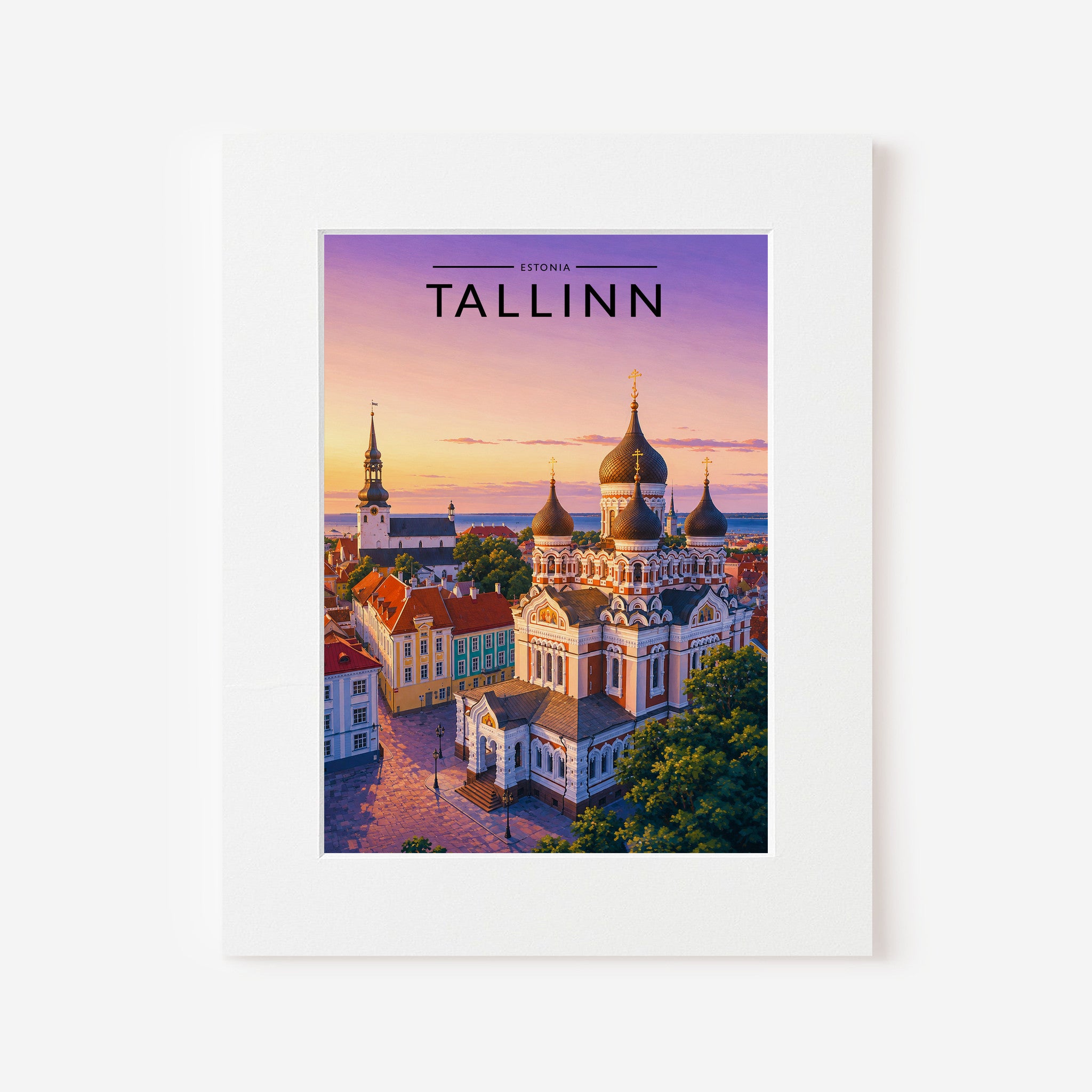 Tallinn Travel Poster in a white mount