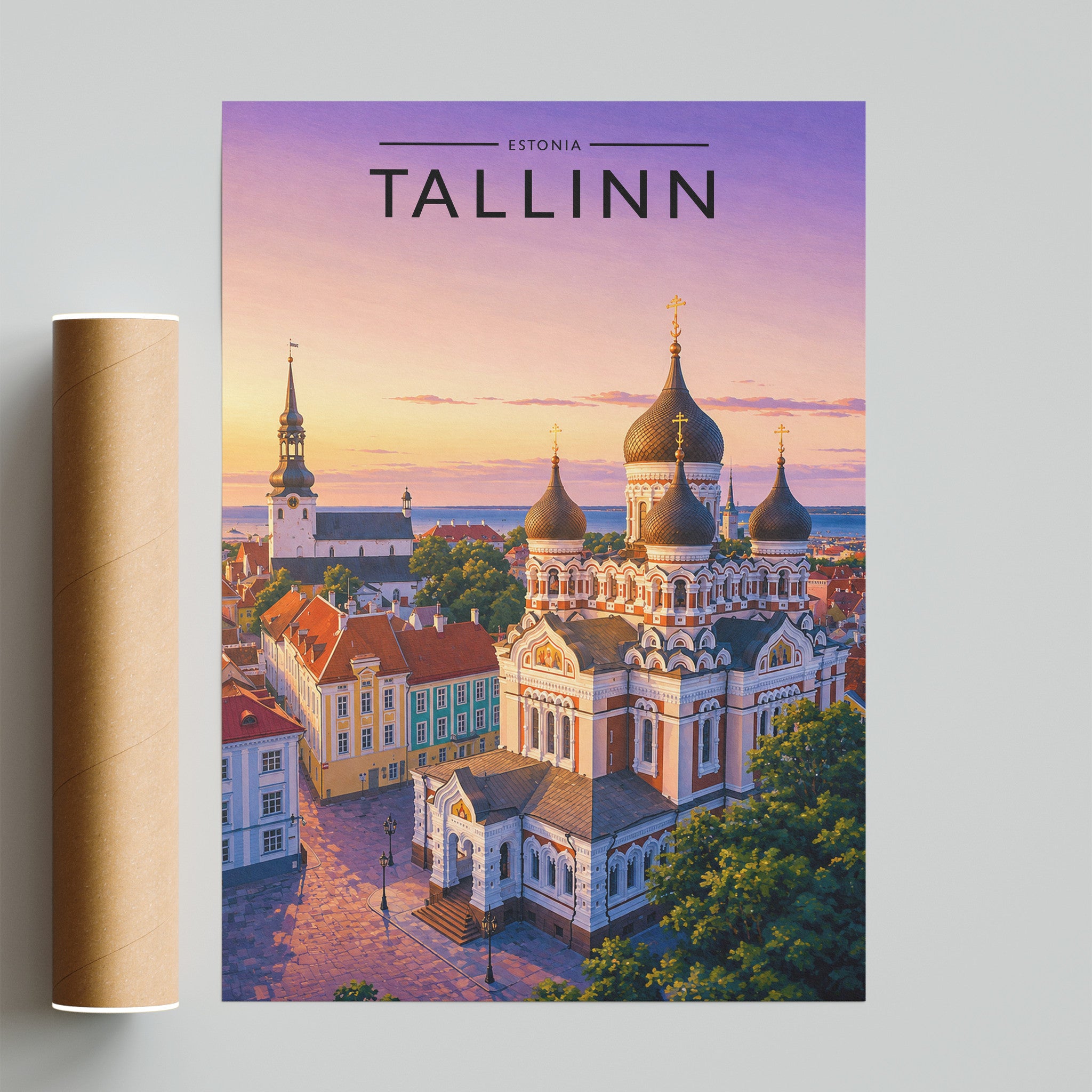 Tallinn Travel Poster - fine art print with shipping tube