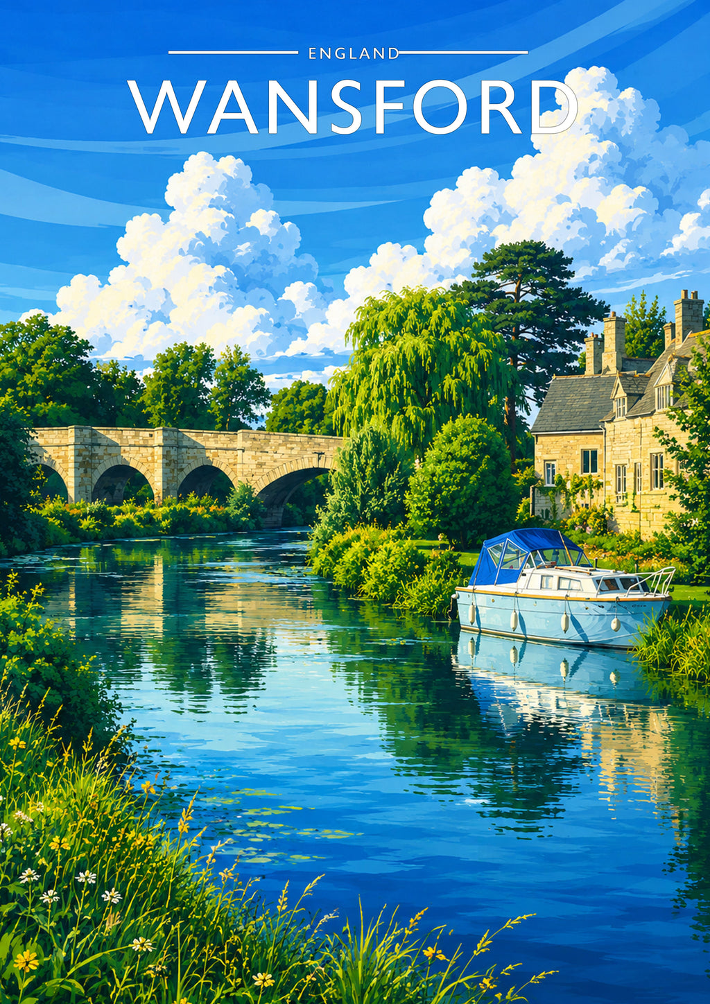 Wansford Travel Poster - A4 travel poster print