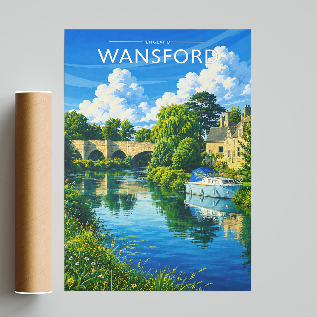 Wansford Travel Poster - fine art print with shipping tube
