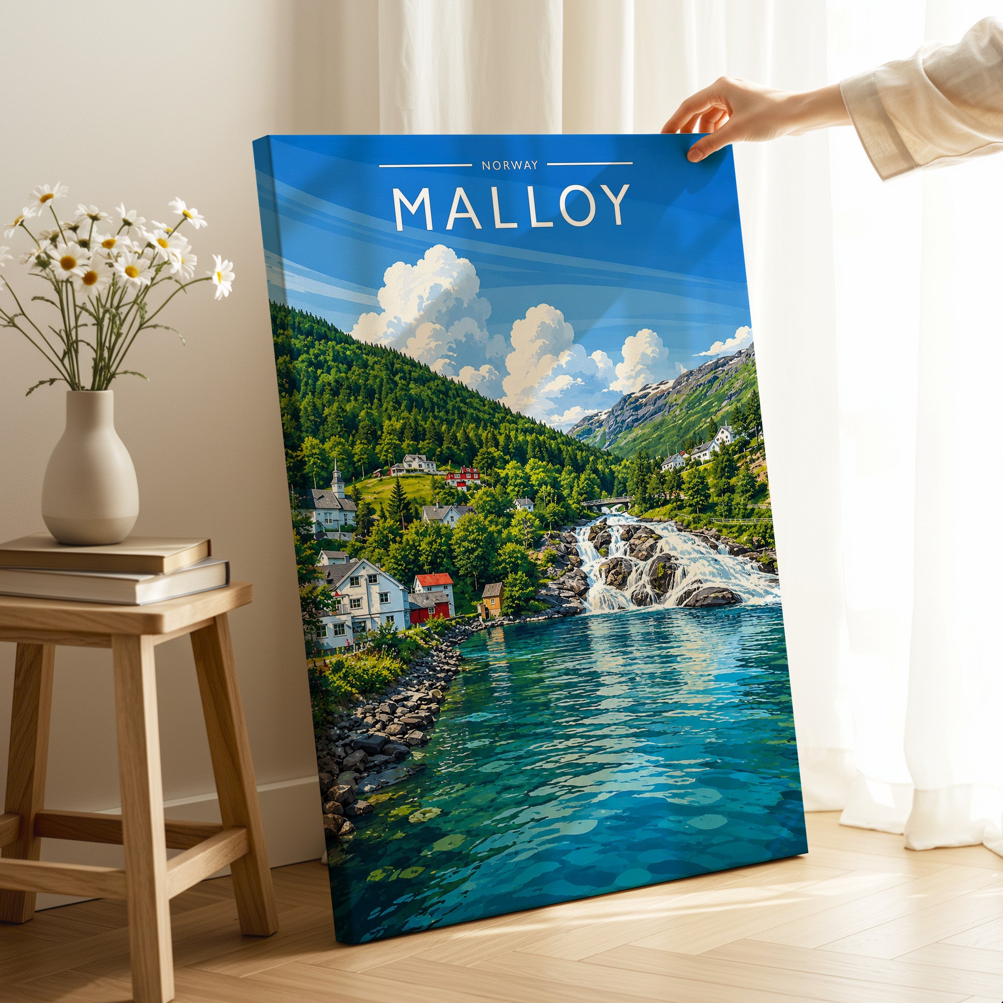 Malloy Travel Poster as a gallery-wrapped canvas