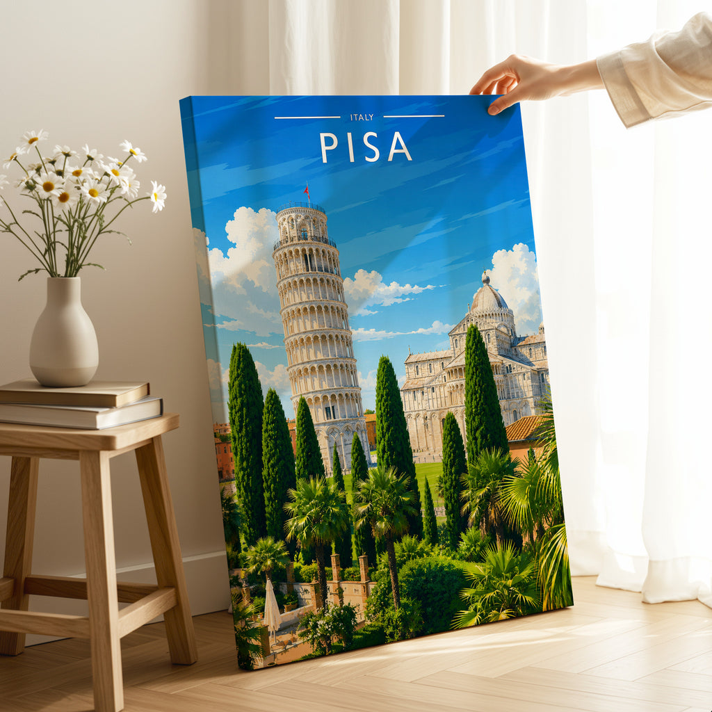 Pisa Travel Poster as a gallery-wrapped canvas