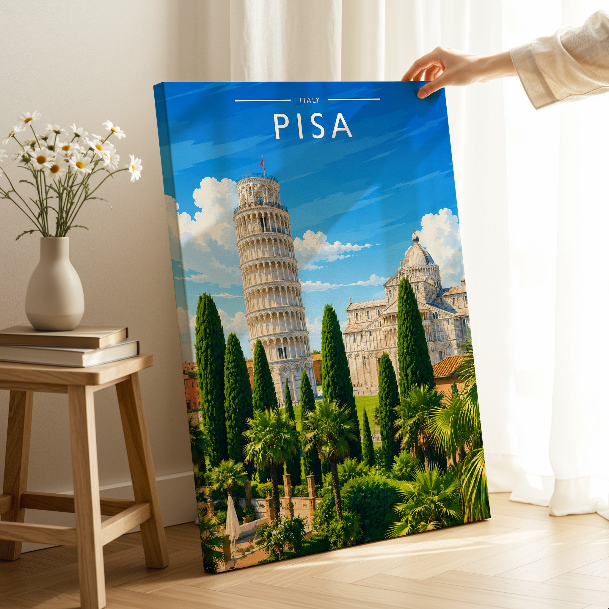 Pisa Travel Poster as a gallery-wrapped canvas