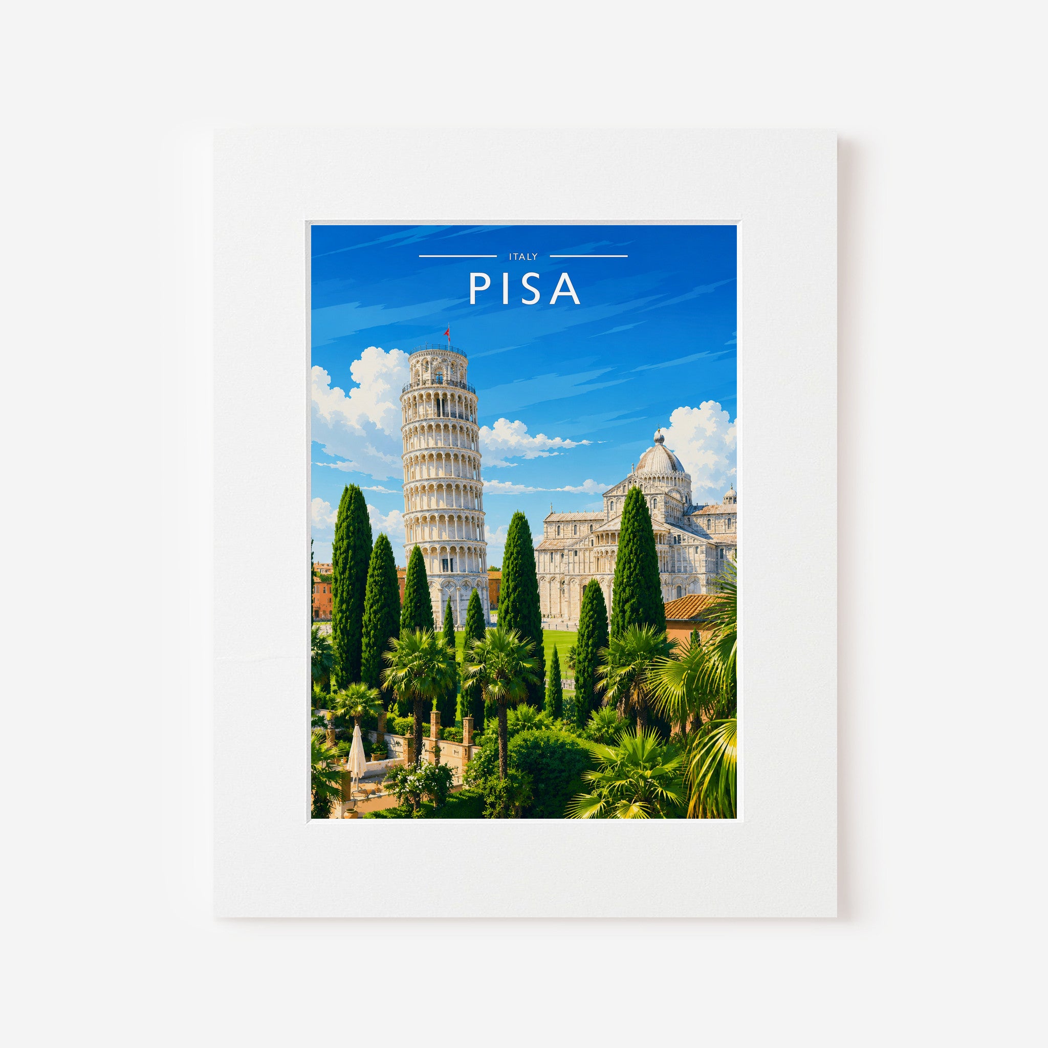 Pisa Travel Poster in a white mount