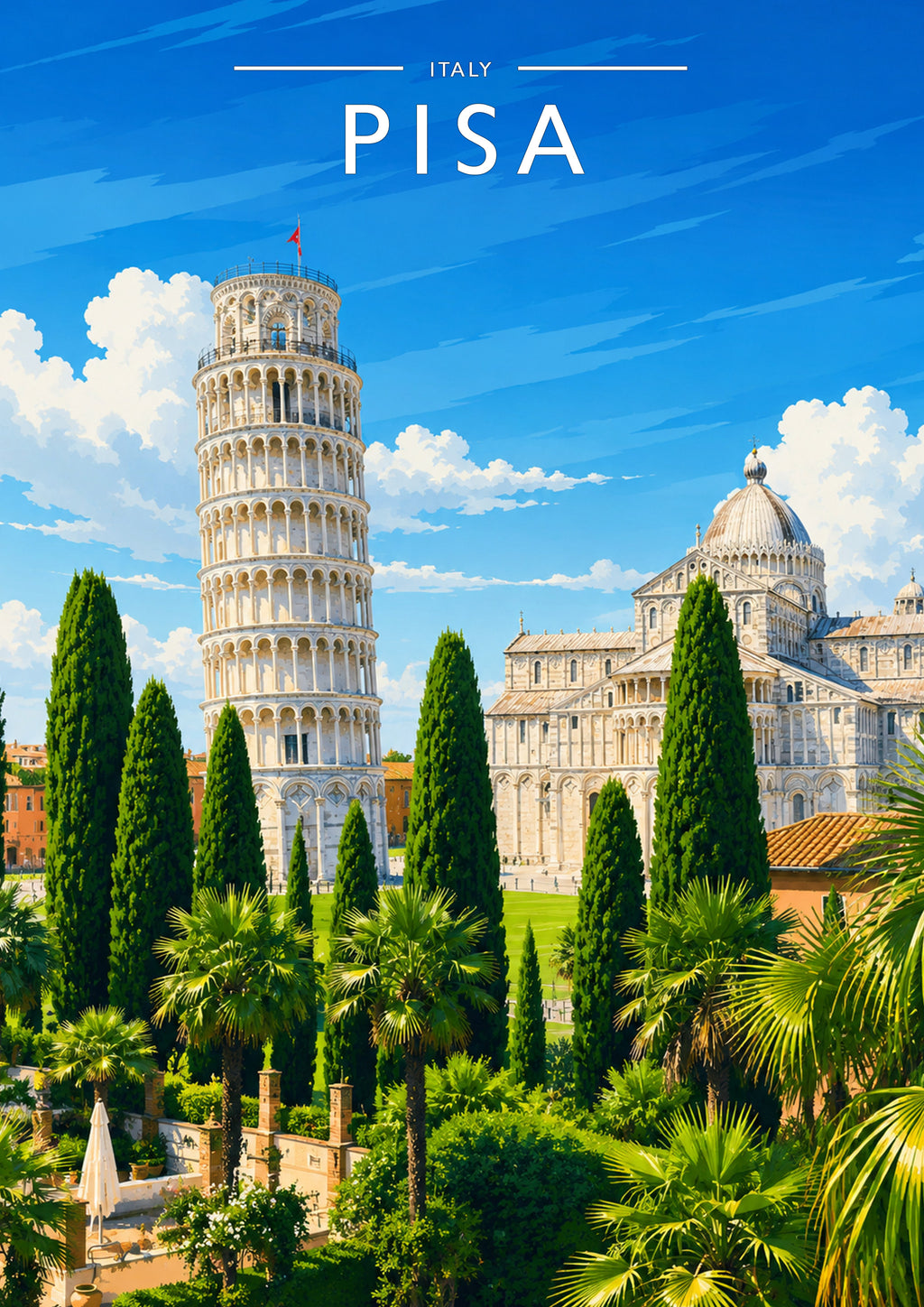 Pisa Travel Poster - A4 travel poster print