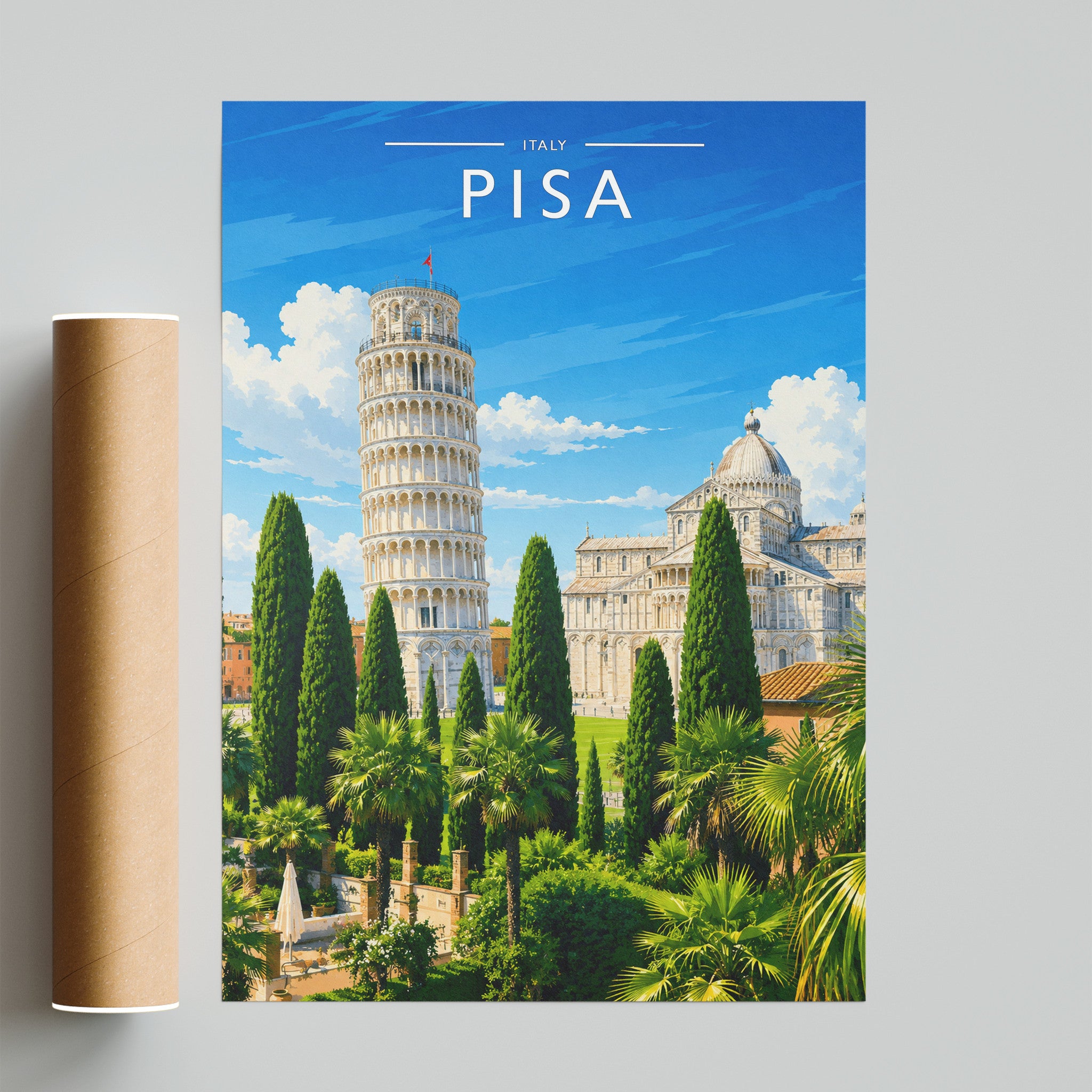 Pisa Travel Poster - fine art print with shipping tube