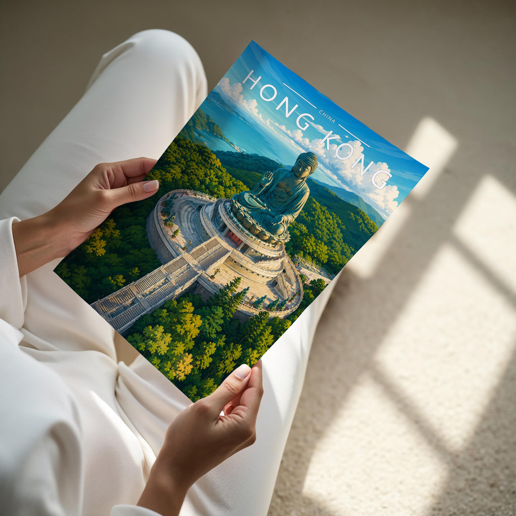 Hong Kong #3 Travel Poster - A4 print held in hand