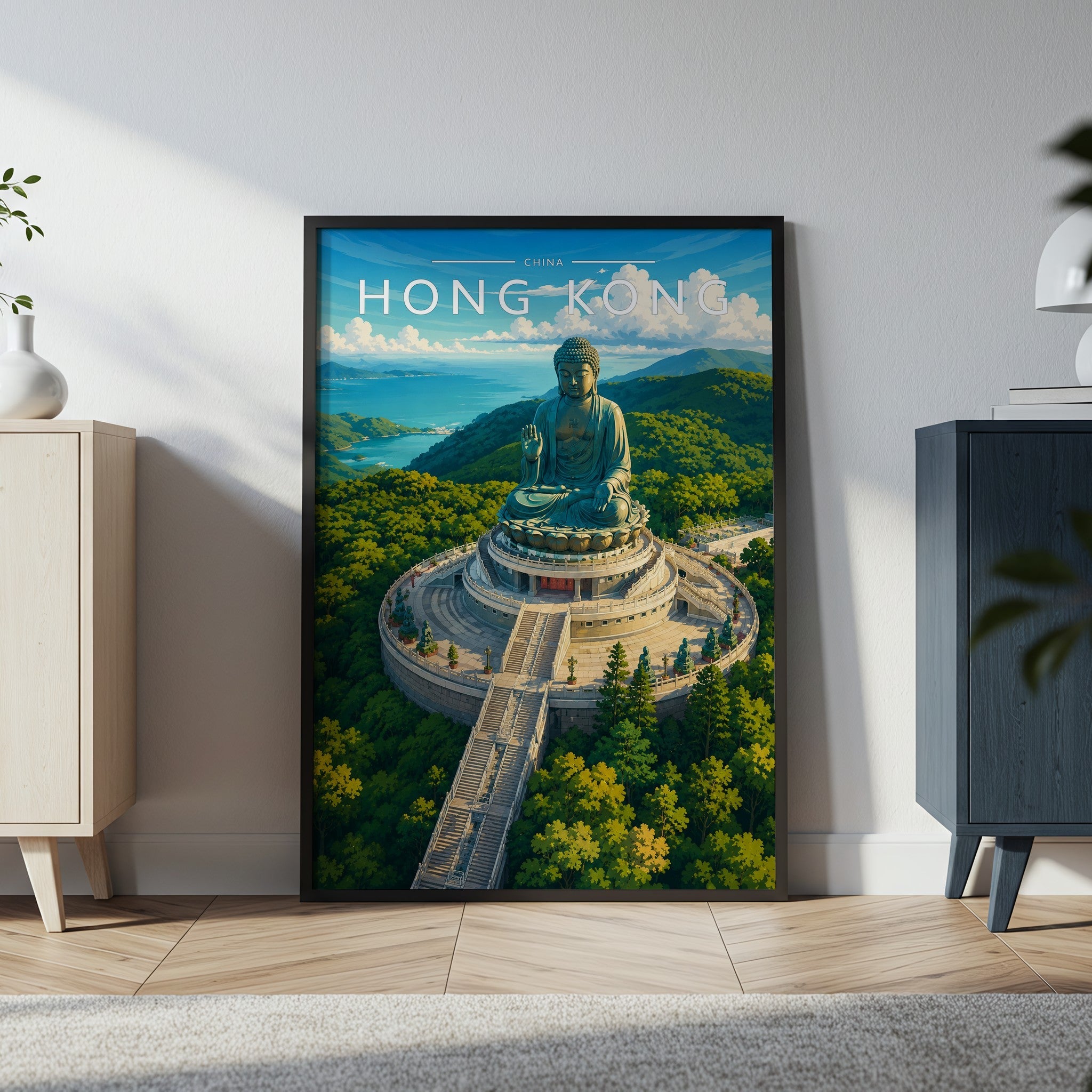 Hong Kong #3 Travel Poster in a black frame