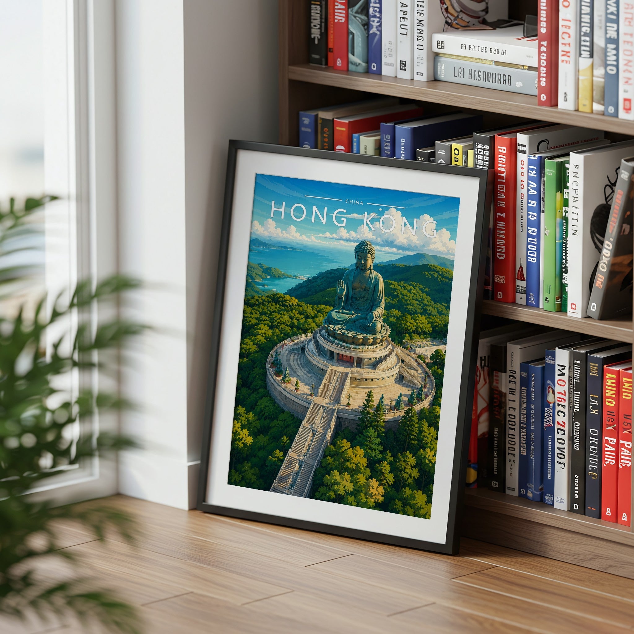 Hong Kong #3 Travel Poster mounted in a black frame