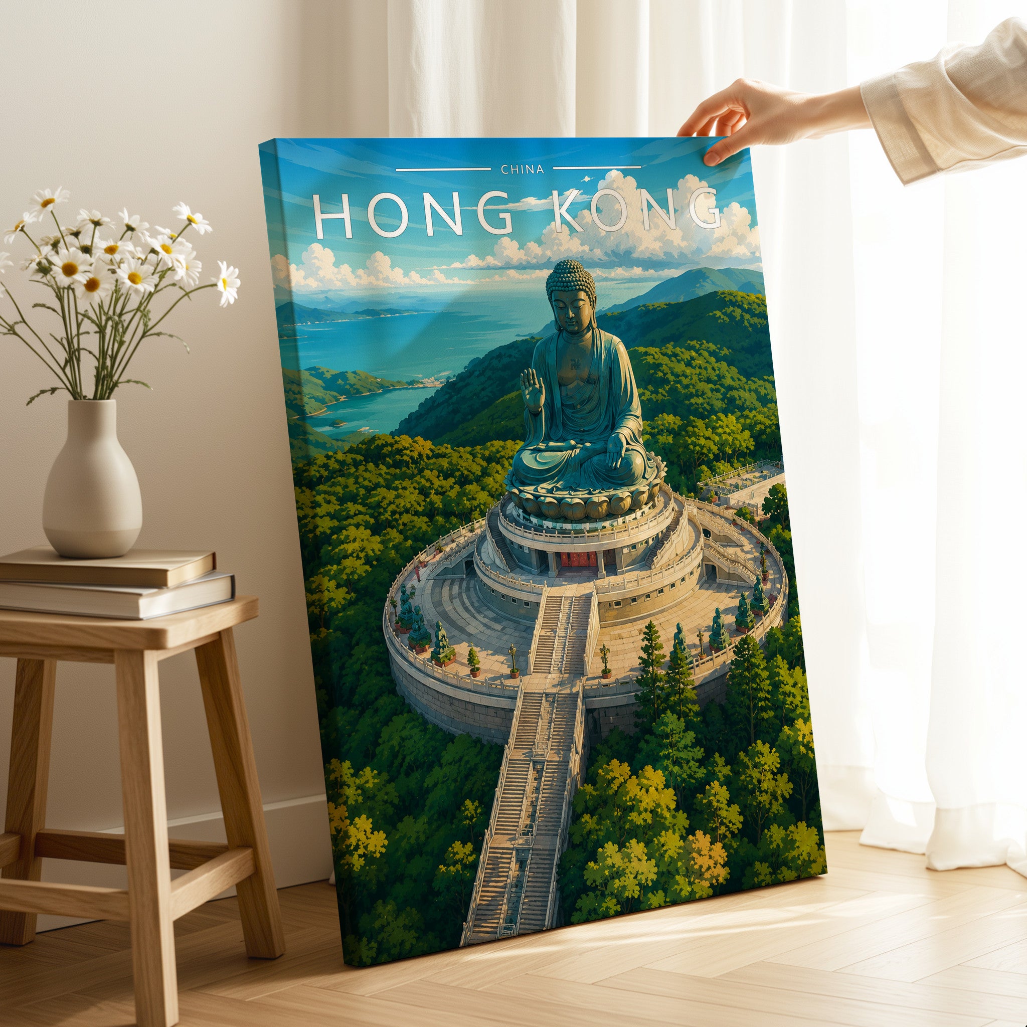 Hong Kong #3 Travel Poster as a gallery-wrapped canvas