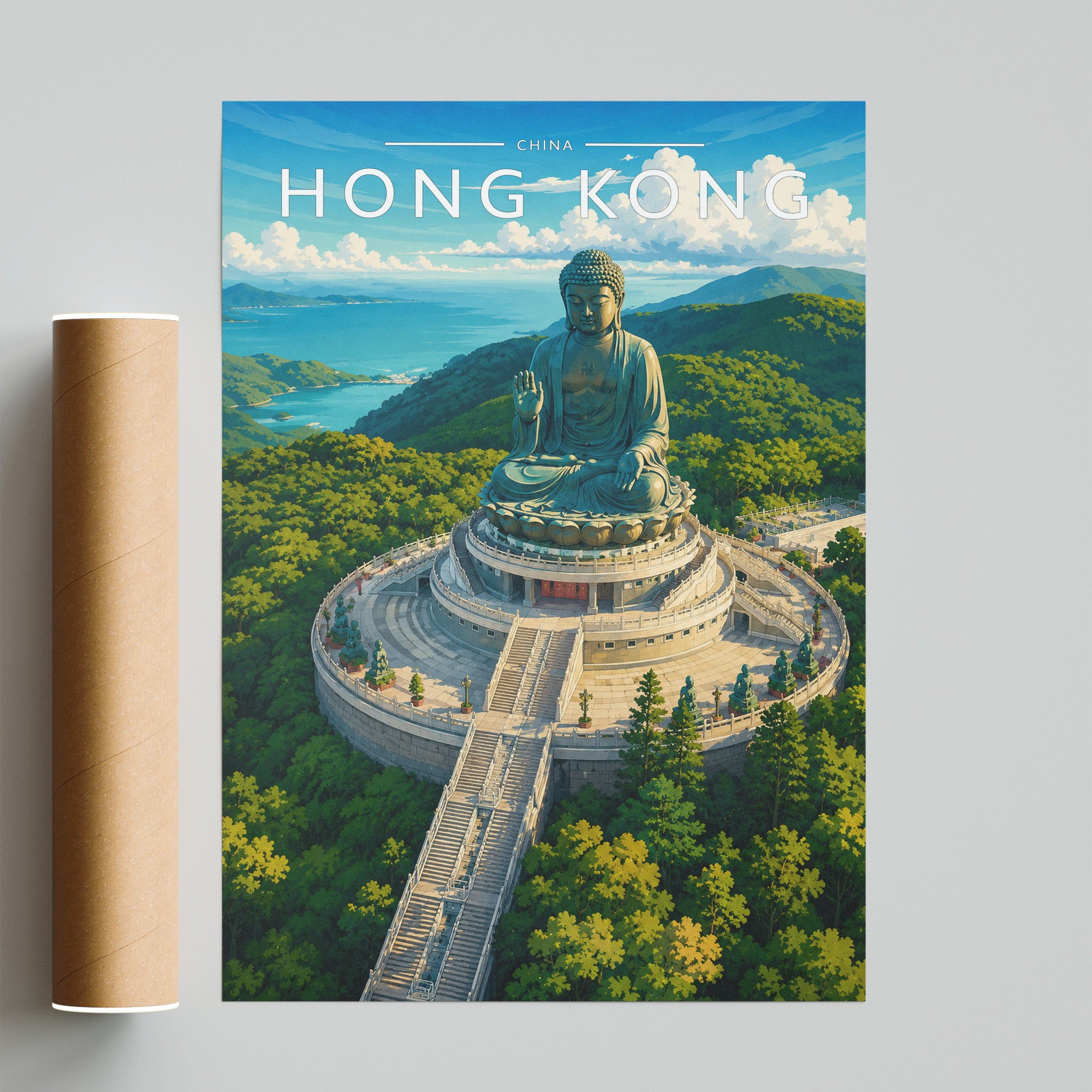 Hong Kong #3 Travel Poster - fine art print with shipping tube
