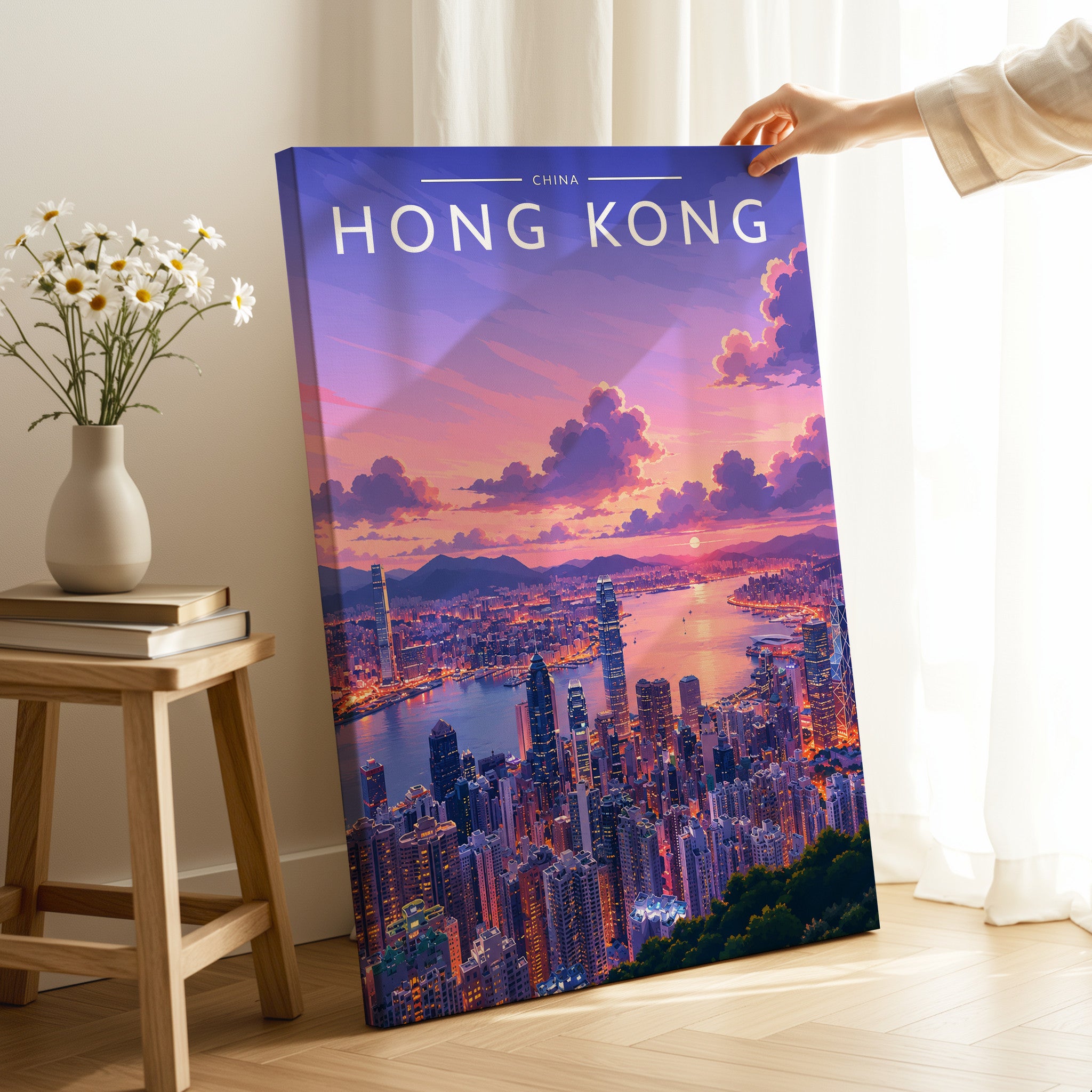 Hong Kong #4 Travel Poster as a gallery-wrapped canvas