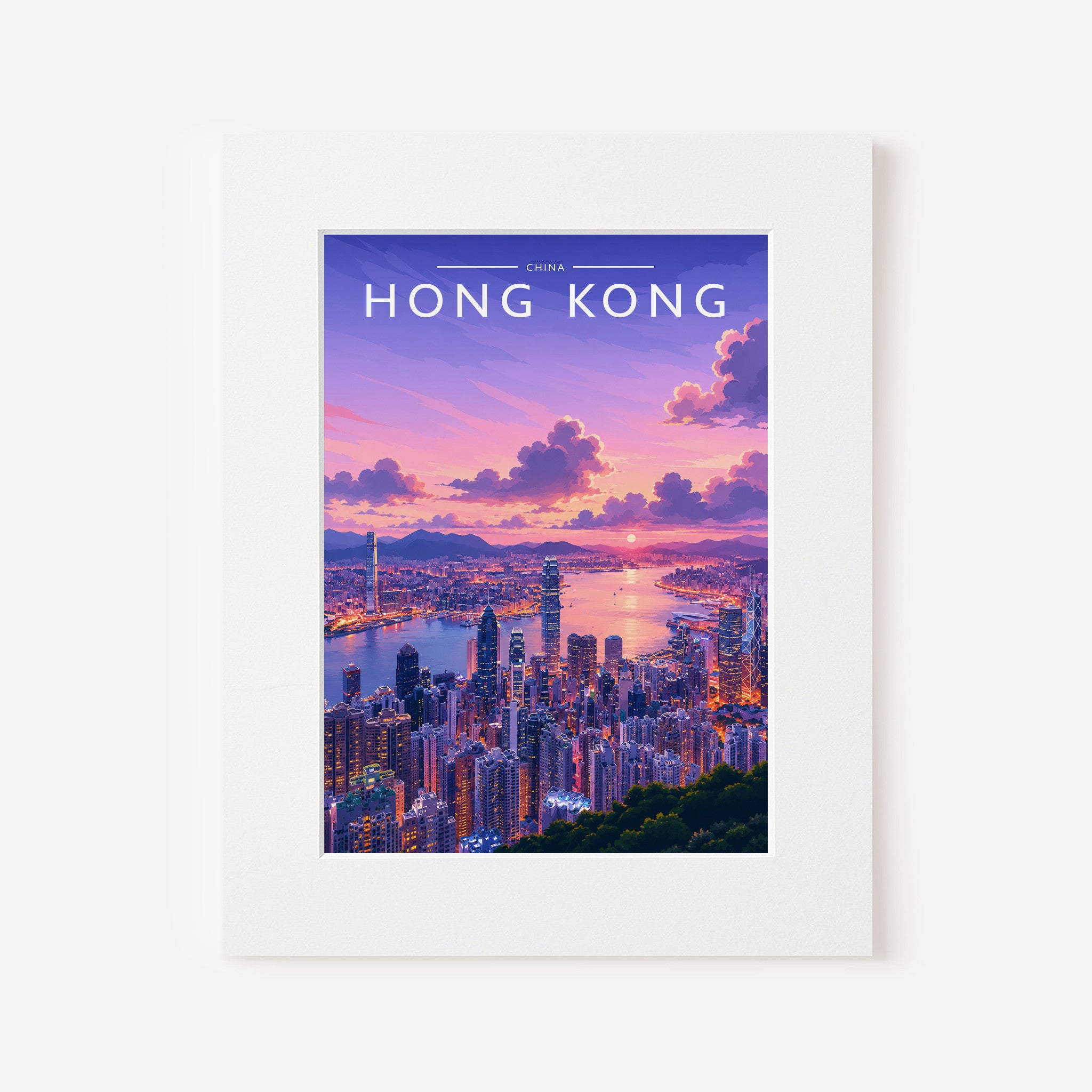 Hong Kong #4 Travel Poster in a white mount