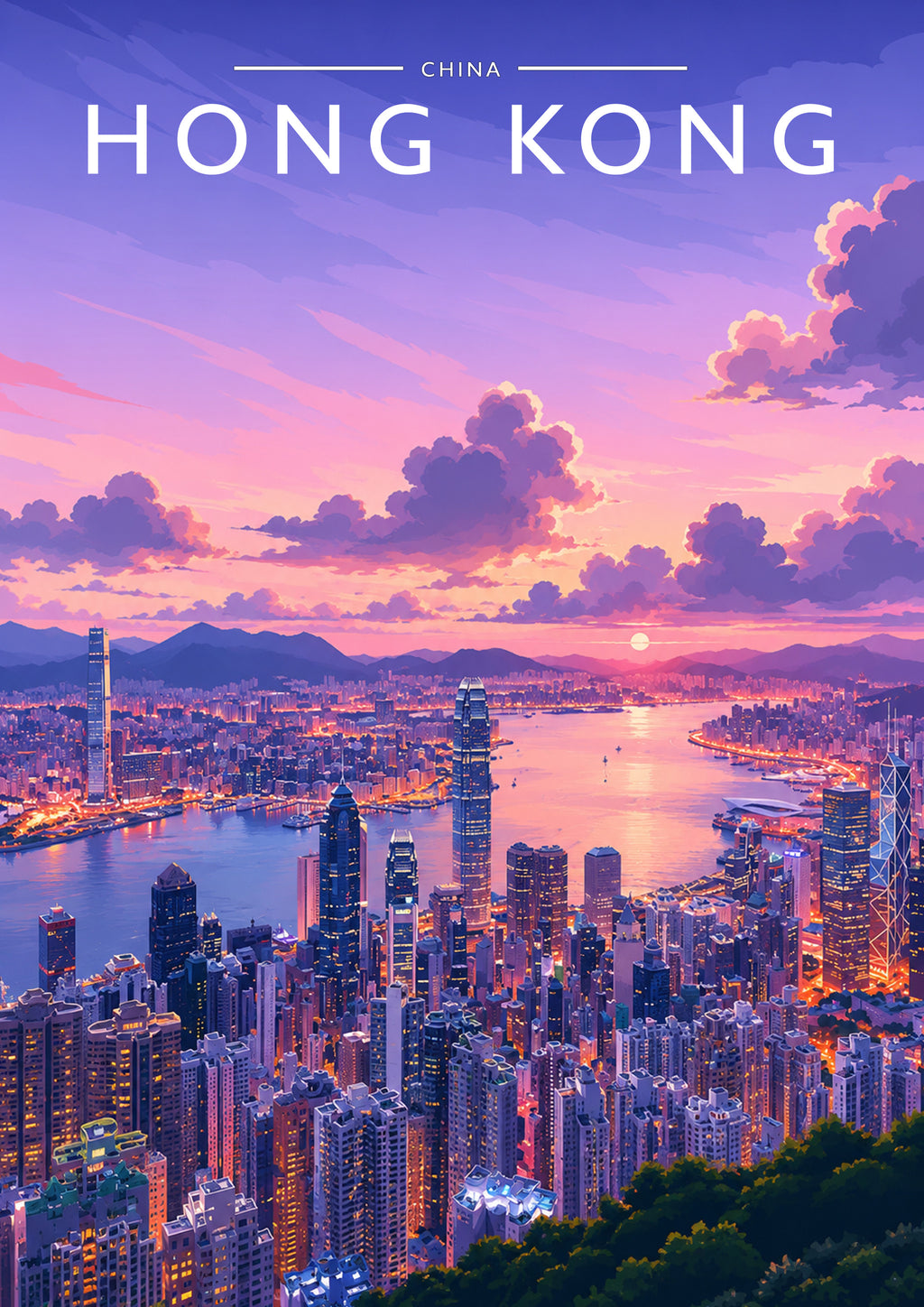 Hong Kong #4 Travel Poster - A4 travel poster print