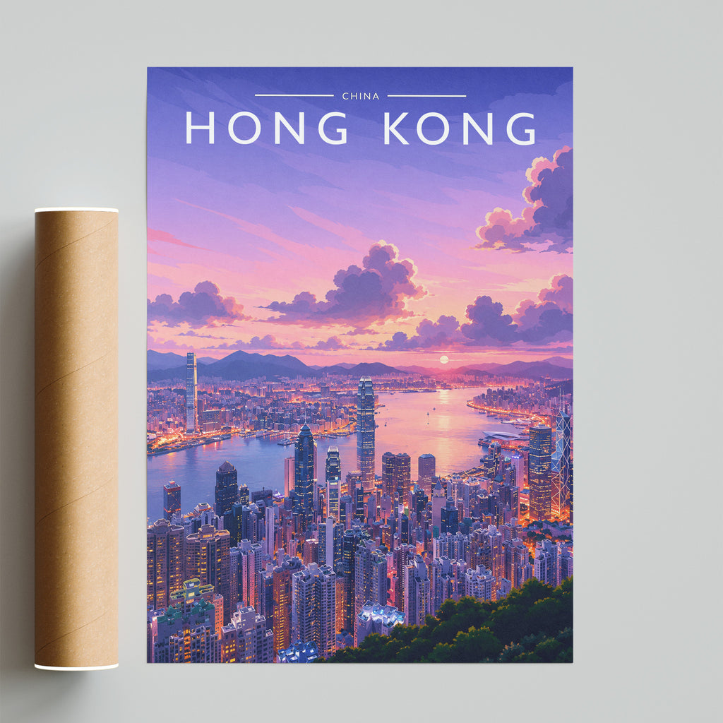 Hong Kong #4 Travel Poster - fine art print with shipping tube