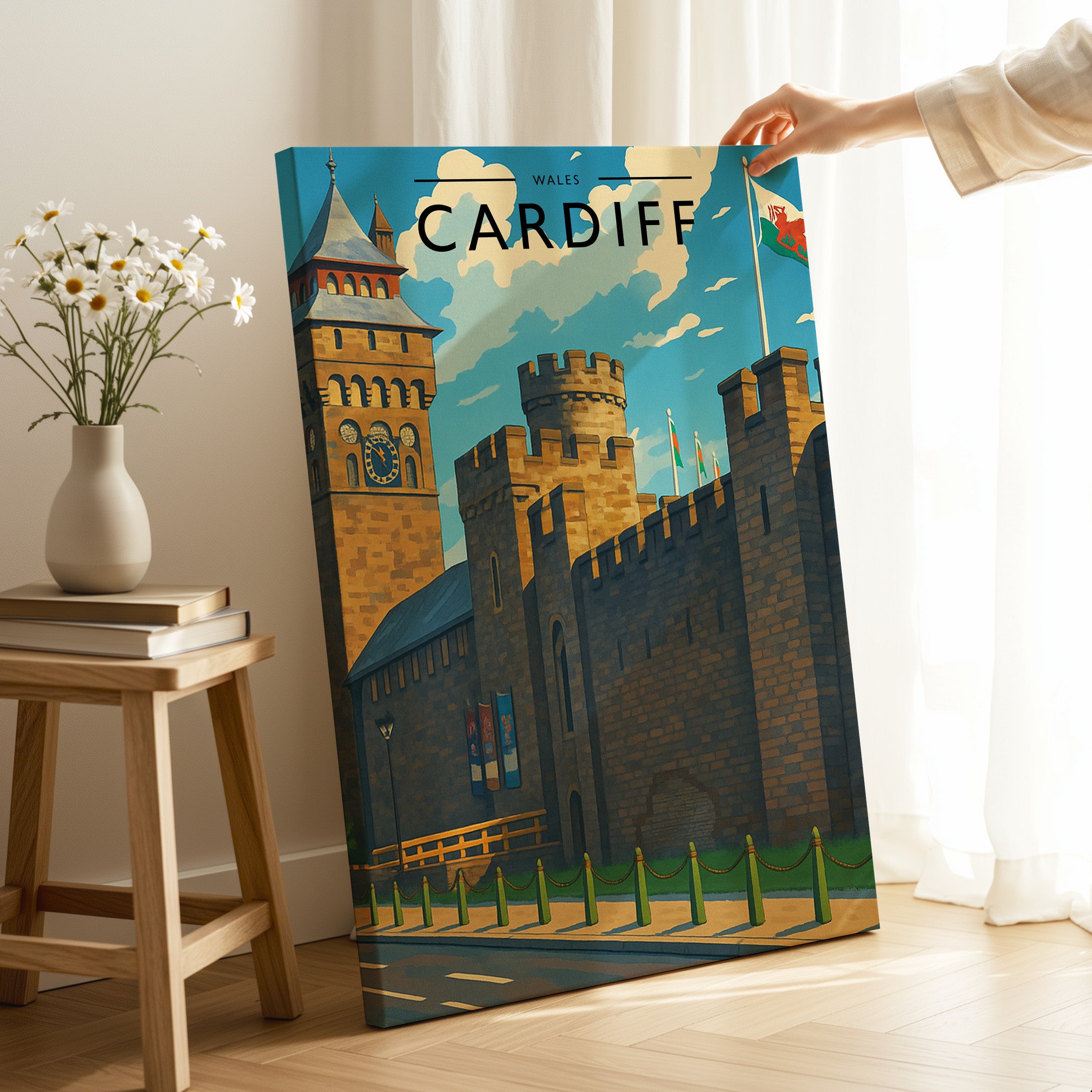 Cardiff Travel Poster as a gallery-wrapped canvas