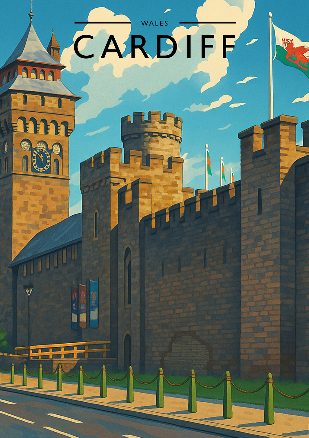 Cardiff Travel Poster - A4 travel poster print