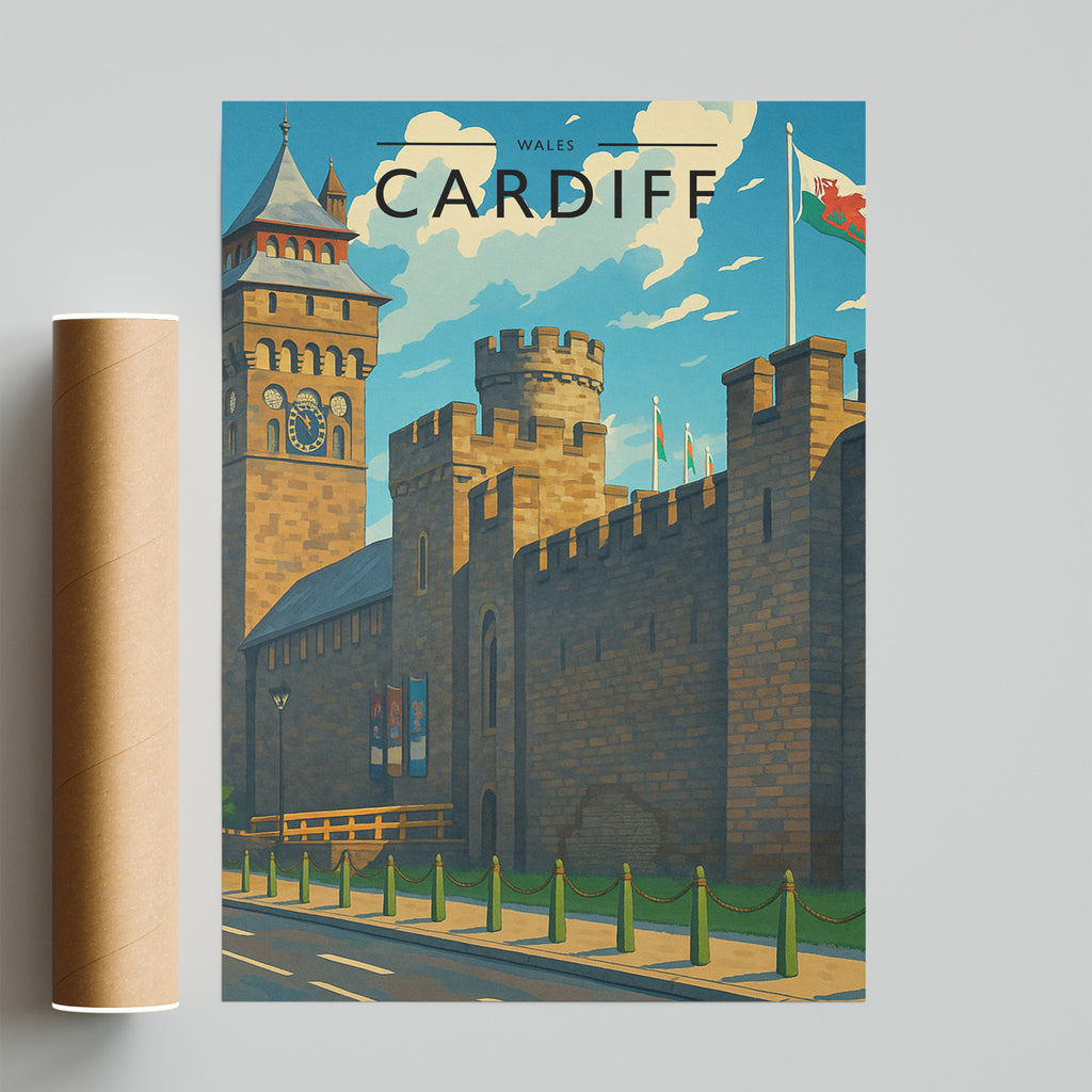 Cardiff Travel Poster - fine art print with shipping tube