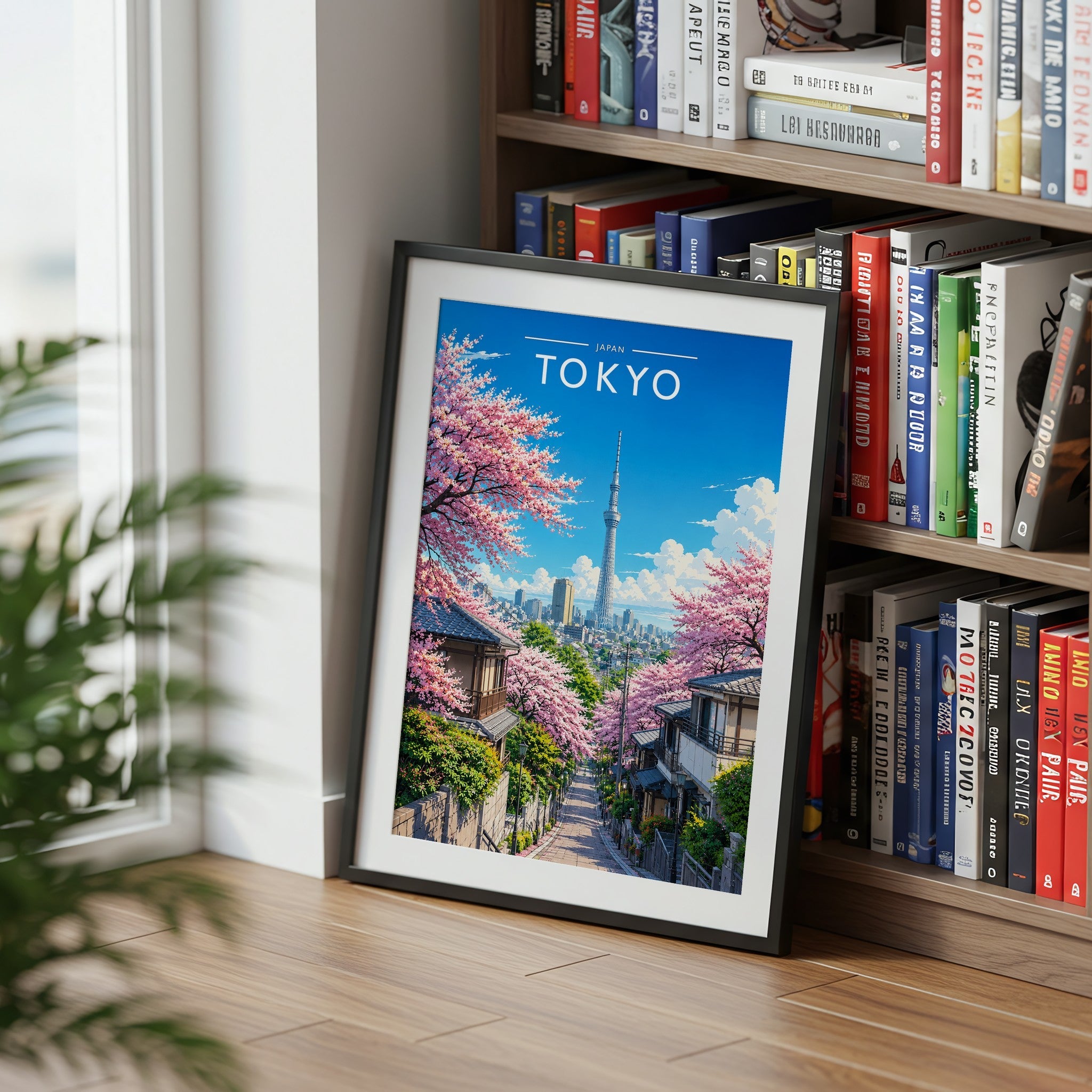 Tokyo #3 Travel Poster mounted in a black frame
