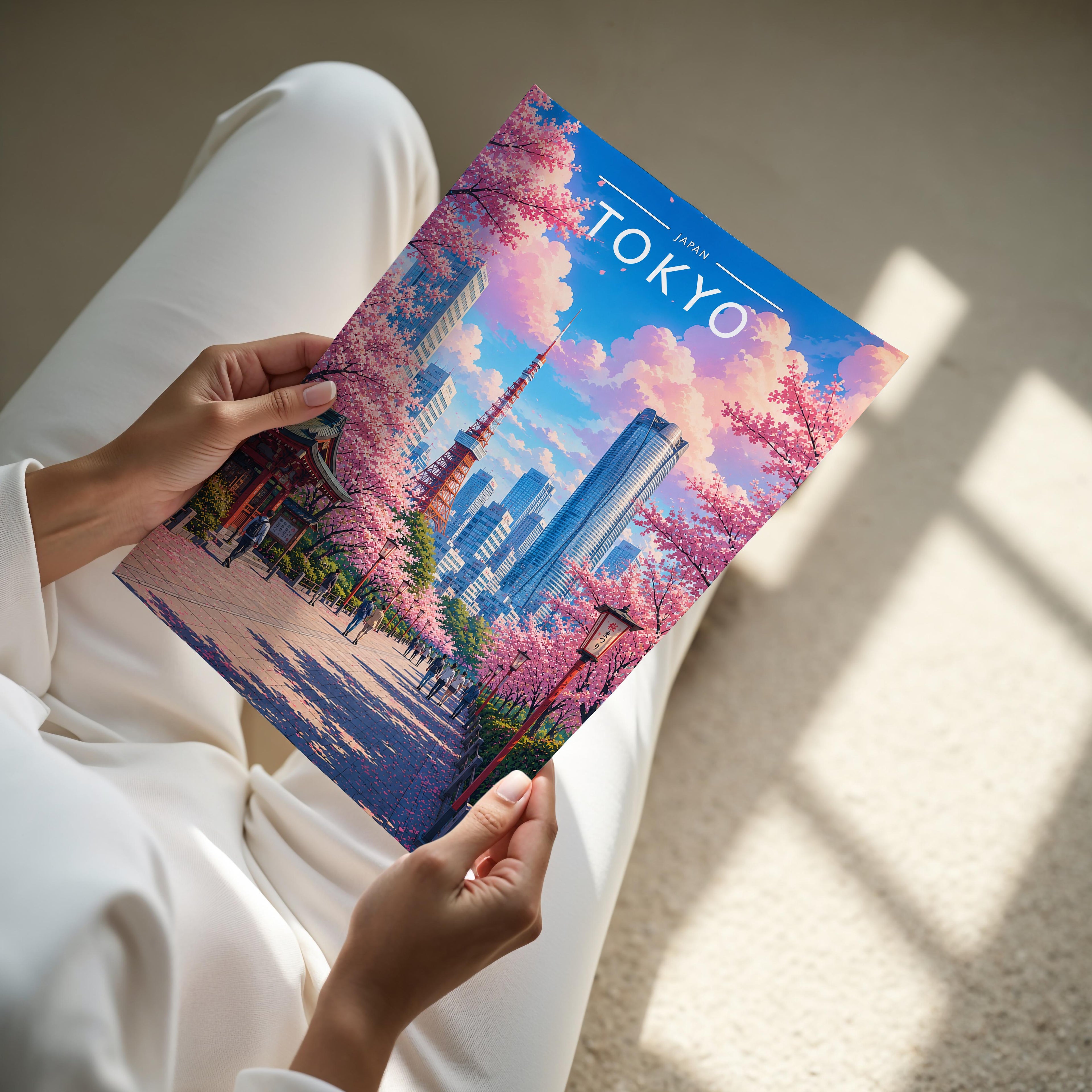 Tokyo #4 Travel Poster - A4 print held in hand