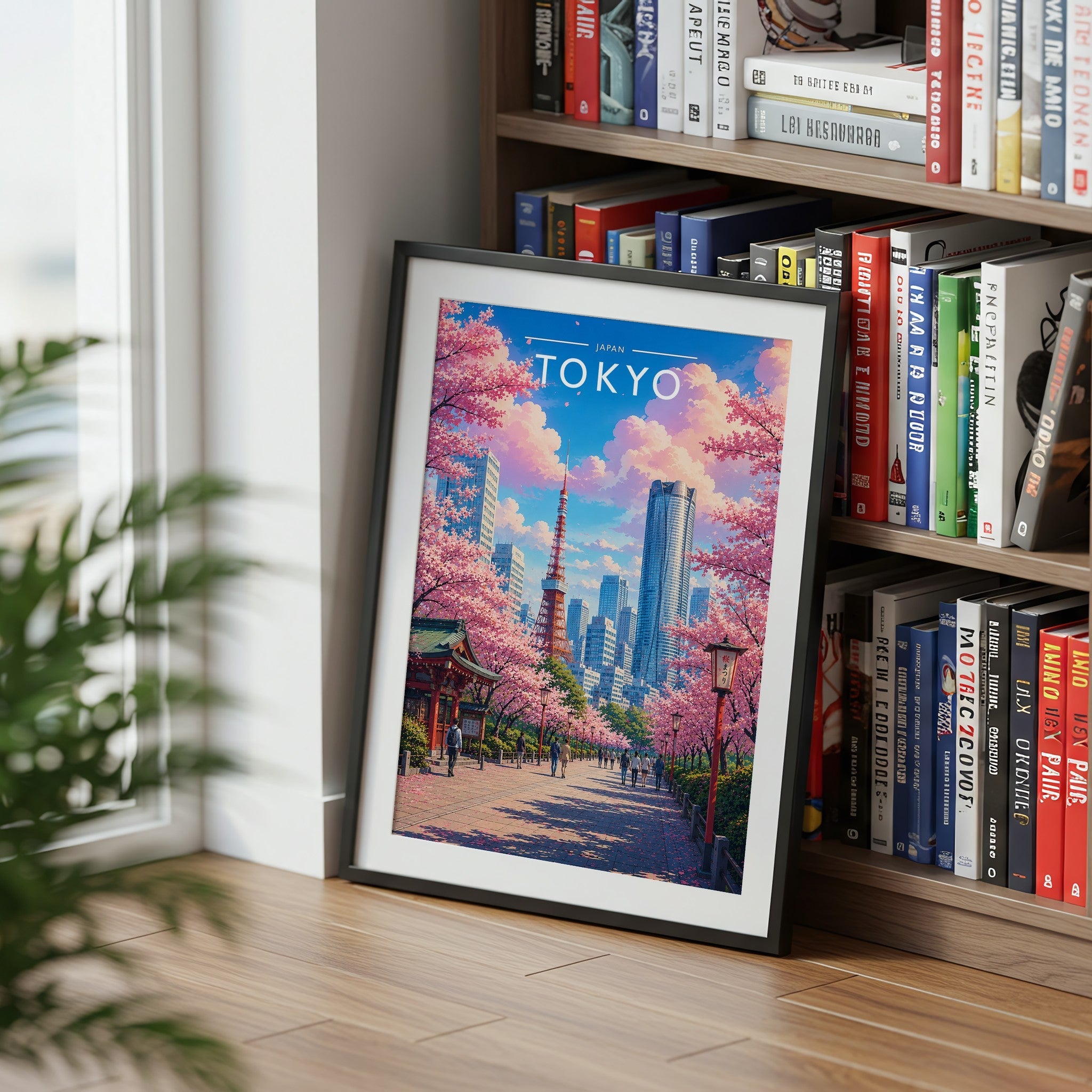 Tokyo #4 Travel Poster mounted in a black frame