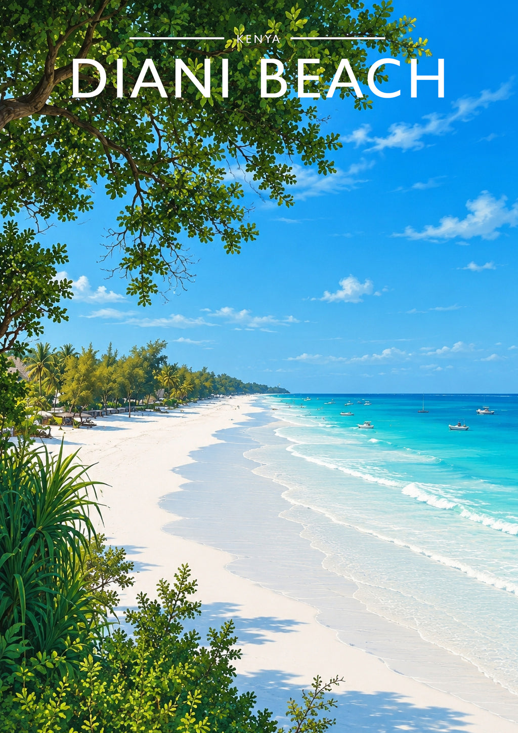 Diani Beach Travel Poster - A4 travel poster print