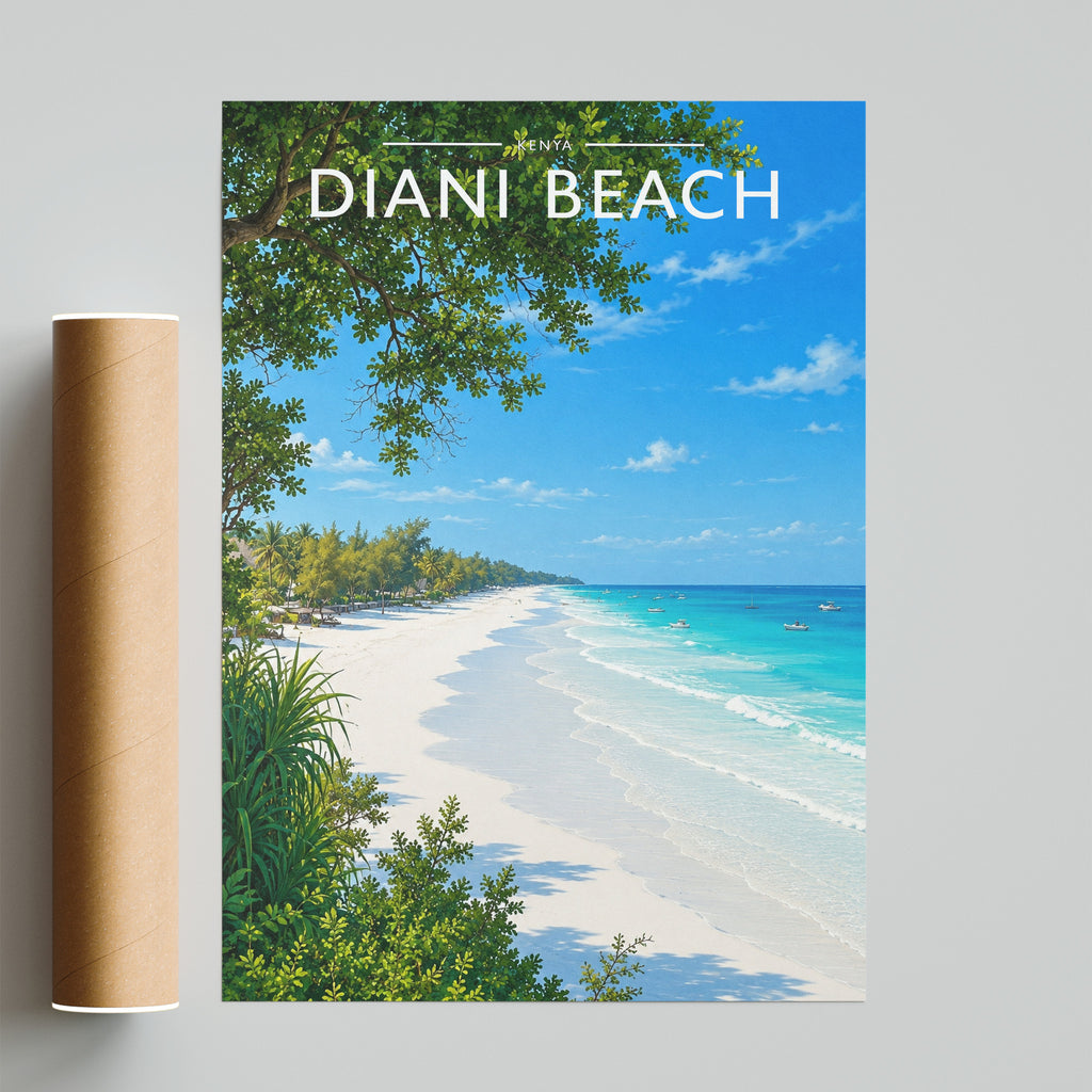 Diani Beach Travel Poster - fine art print with shipping tube