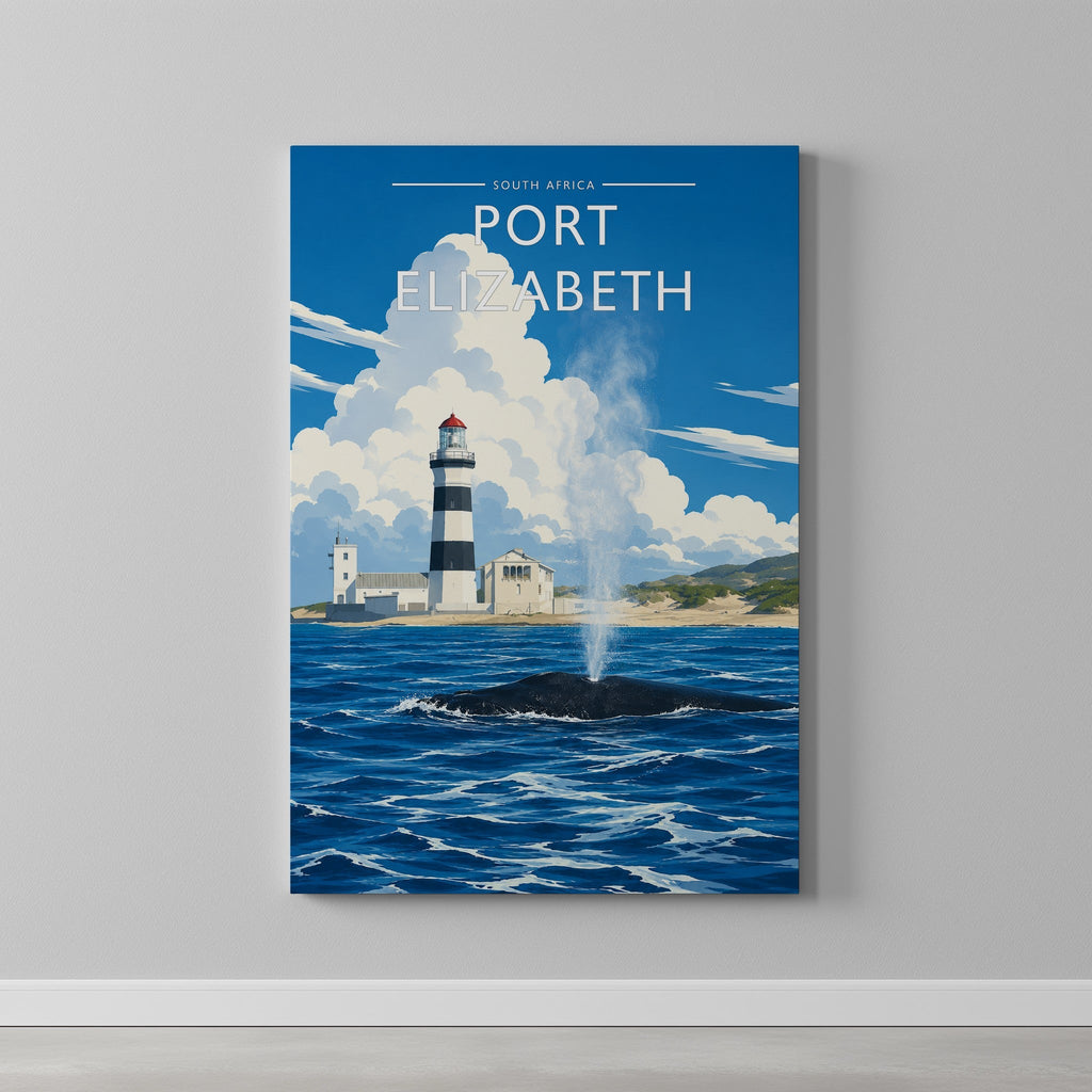 Port Elizabeth #2 Travel Poster as a gallery-wrapped canvas on a plain wall