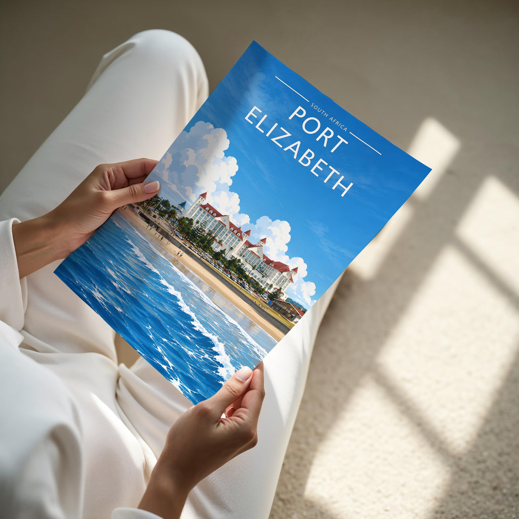 Port Elizabeth #3 Travel Poster - A4 print held in hand