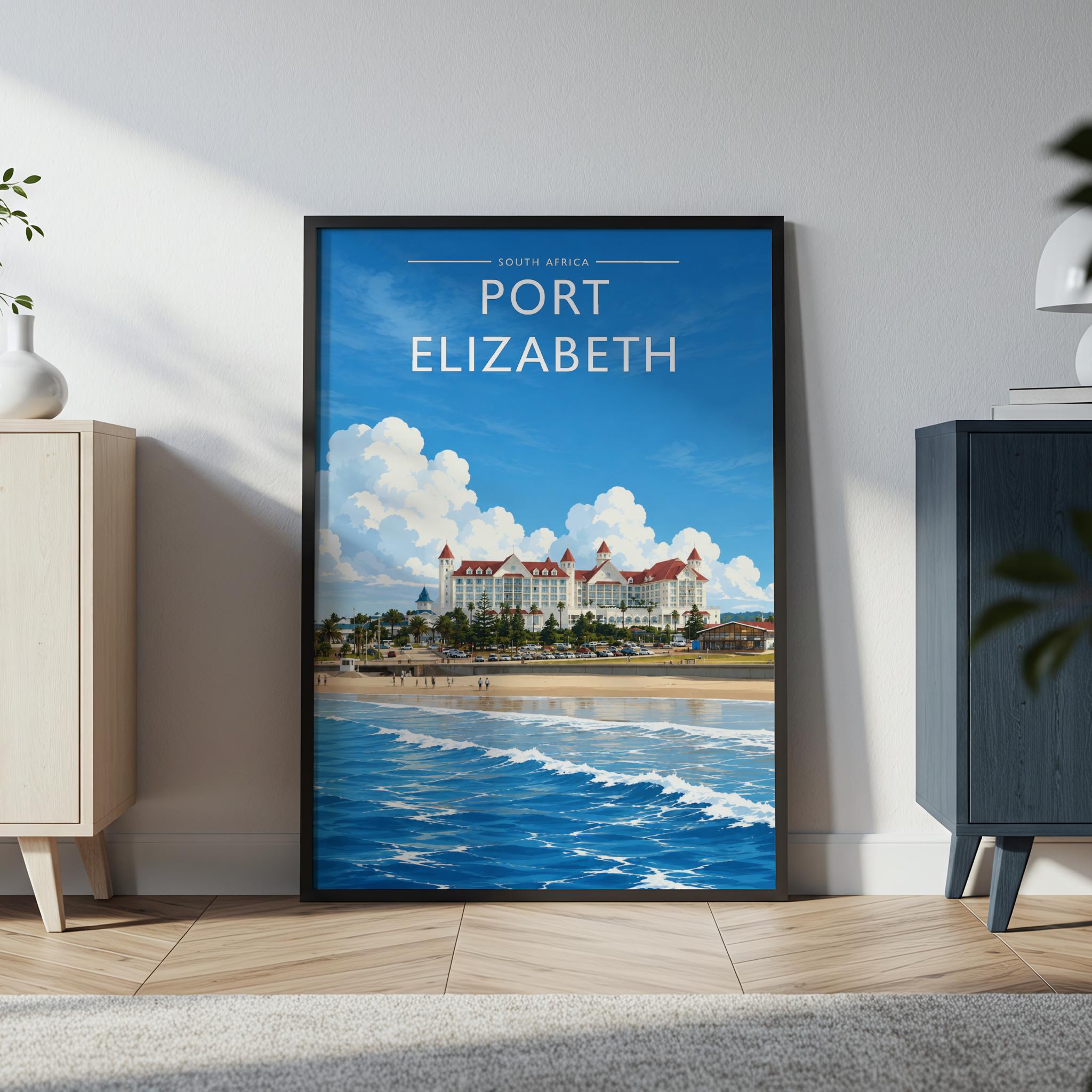 Port Elizabeth #3 Travel Poster in a black frame