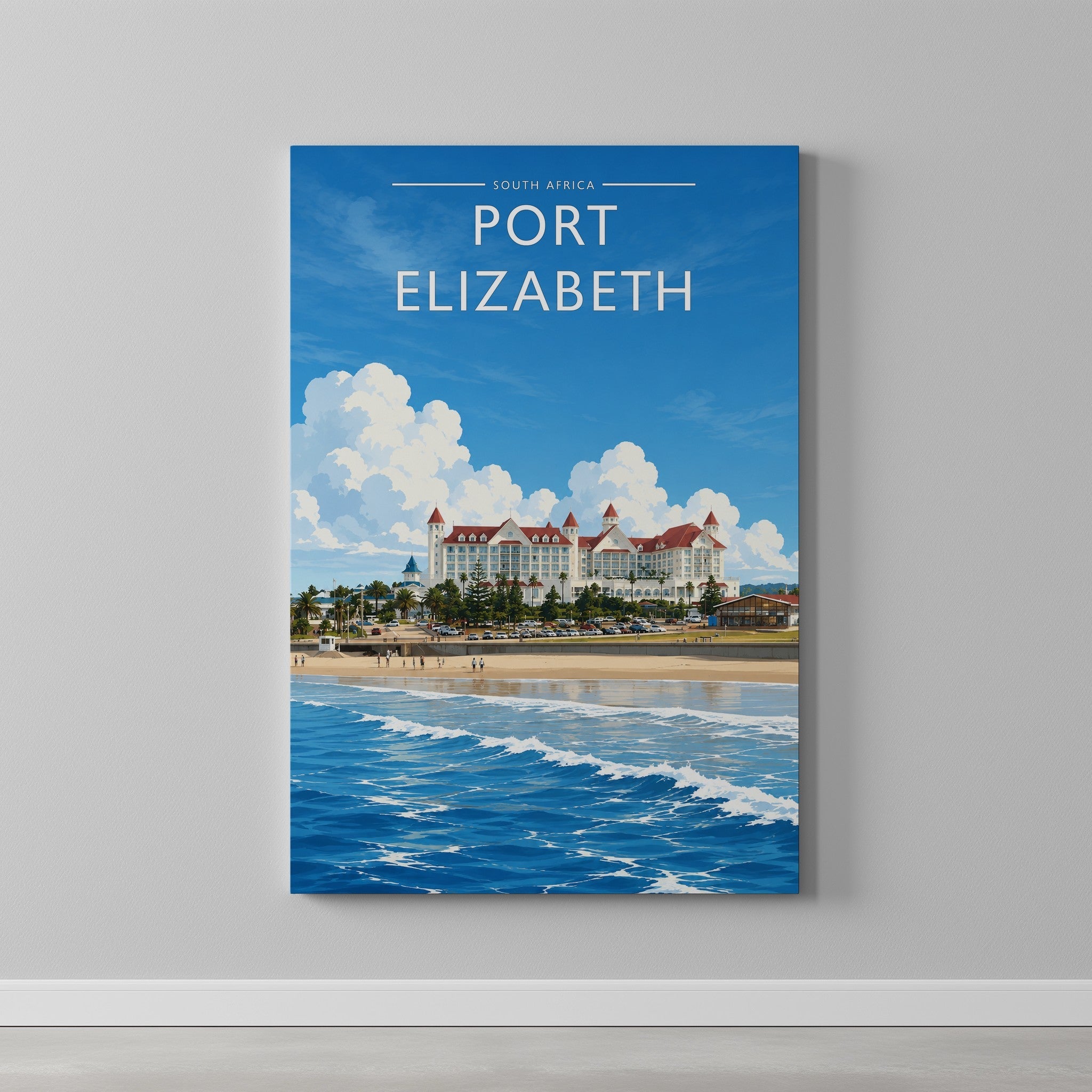 Port Elizabeth #3 Travel Poster as a gallery-wrapped canvas on a plain wall
