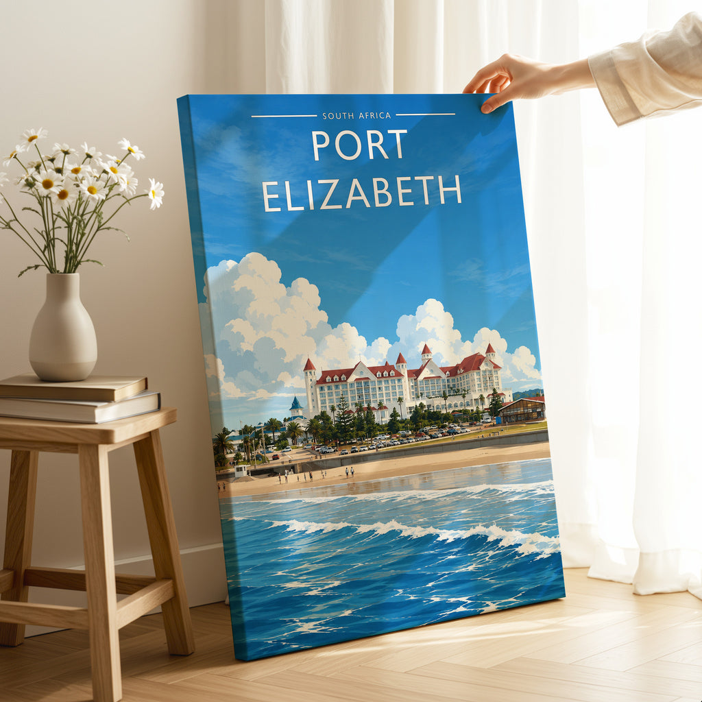 Port Elizabeth #3 Travel Poster as a gallery-wrapped canvas