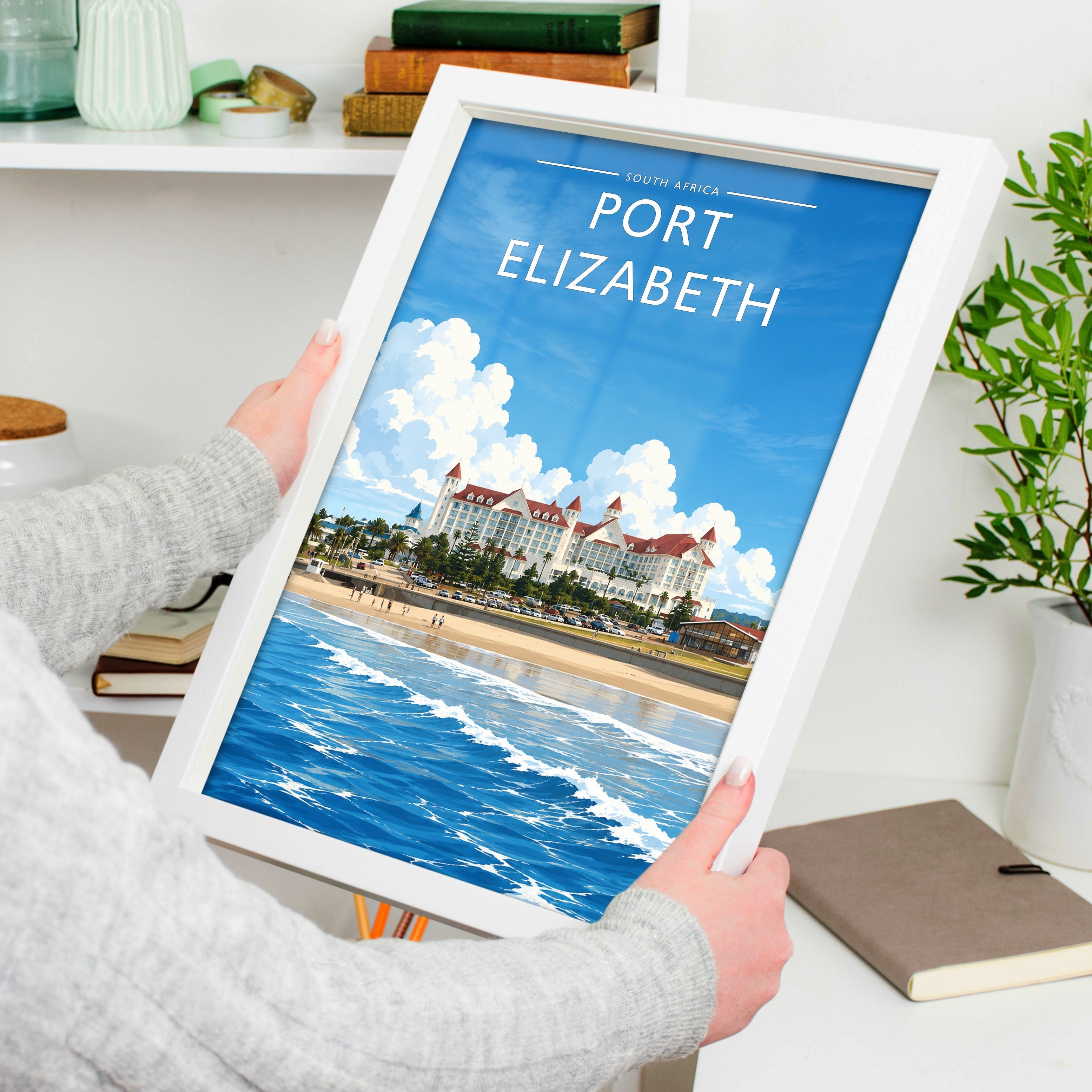 Port Elizabeth #3 Travel Poster held in a white frame
