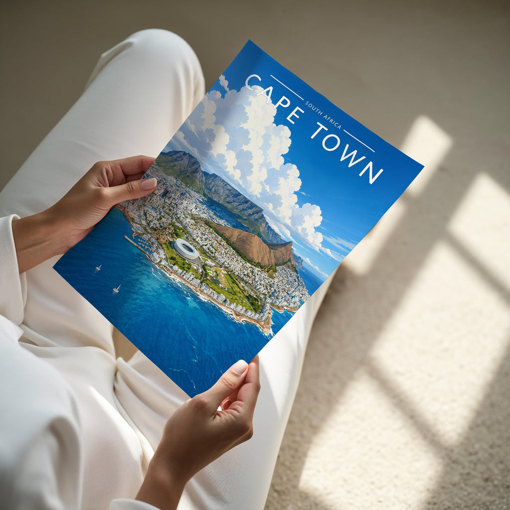 Cape Town Travel Poster - A4 print held in hand