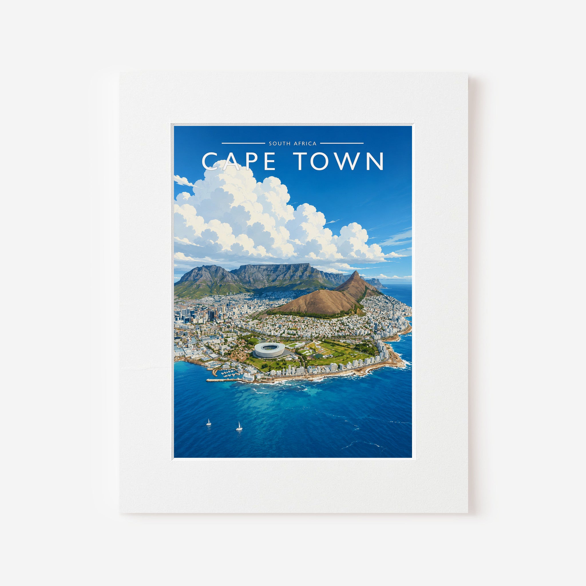 Cape Town Travel Poster in a white mount