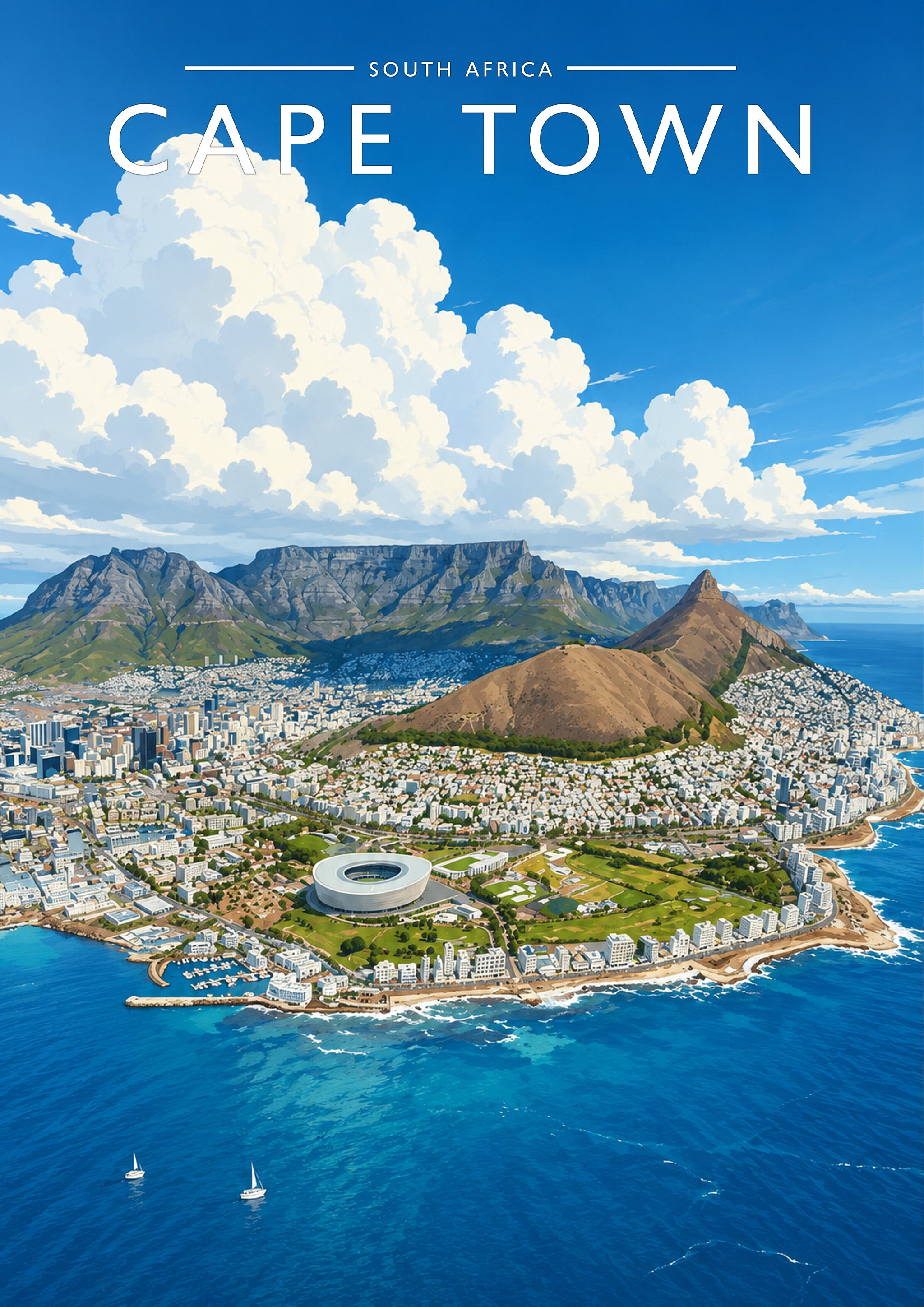 Cape Town Travel Poster - A4 travel poster print