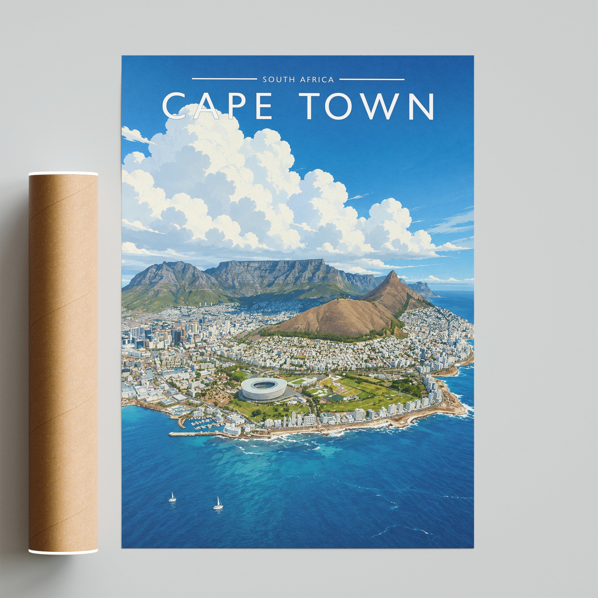 Cape Town Travel Poster - fine art print with shipping tube