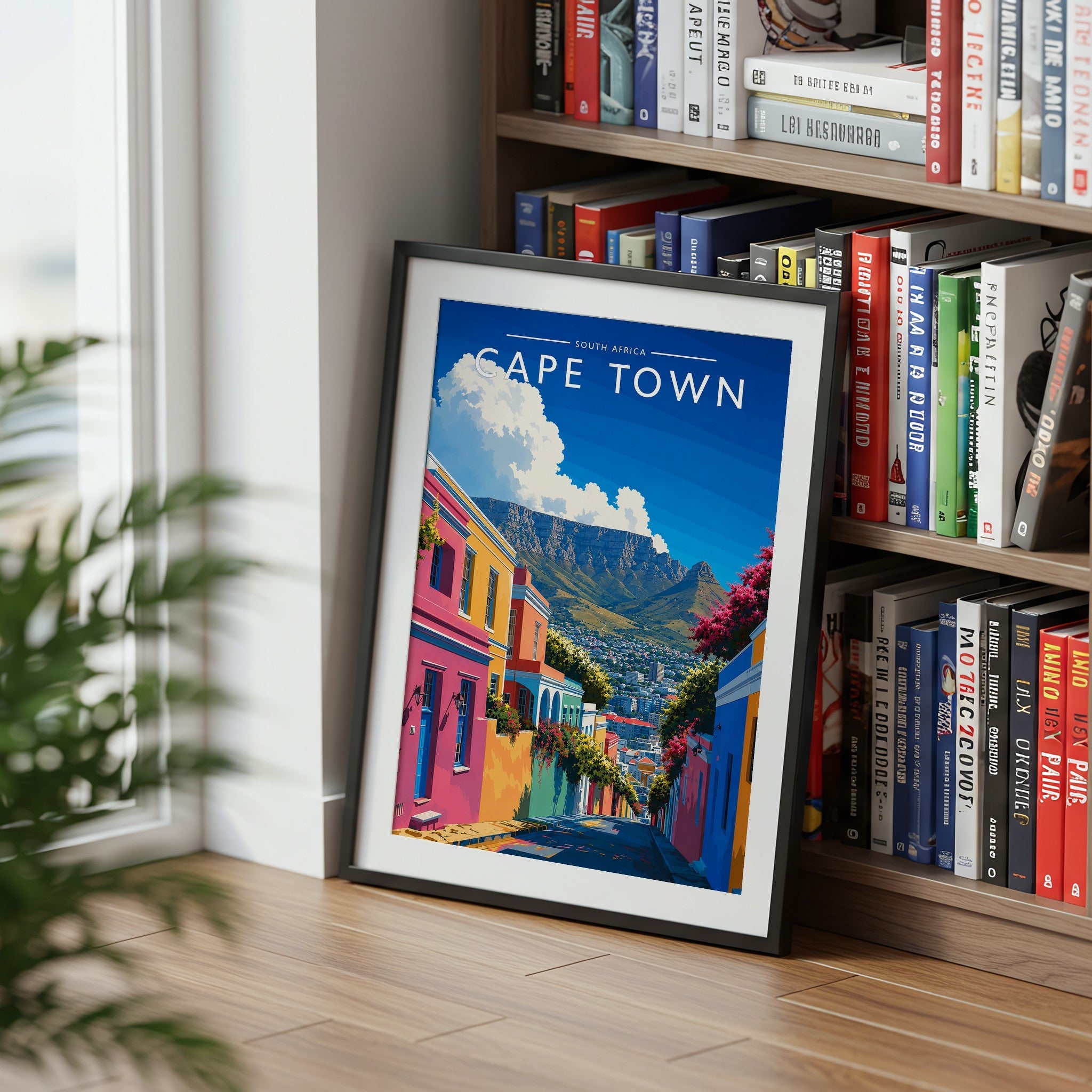 Cape Town #2 Travel Poster mounted in a black frame