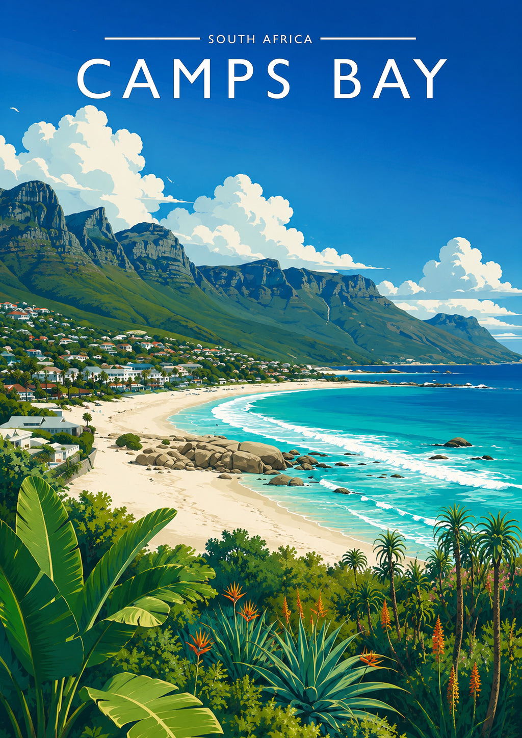 Camps Bay Travel Poster - A4 travel poster print