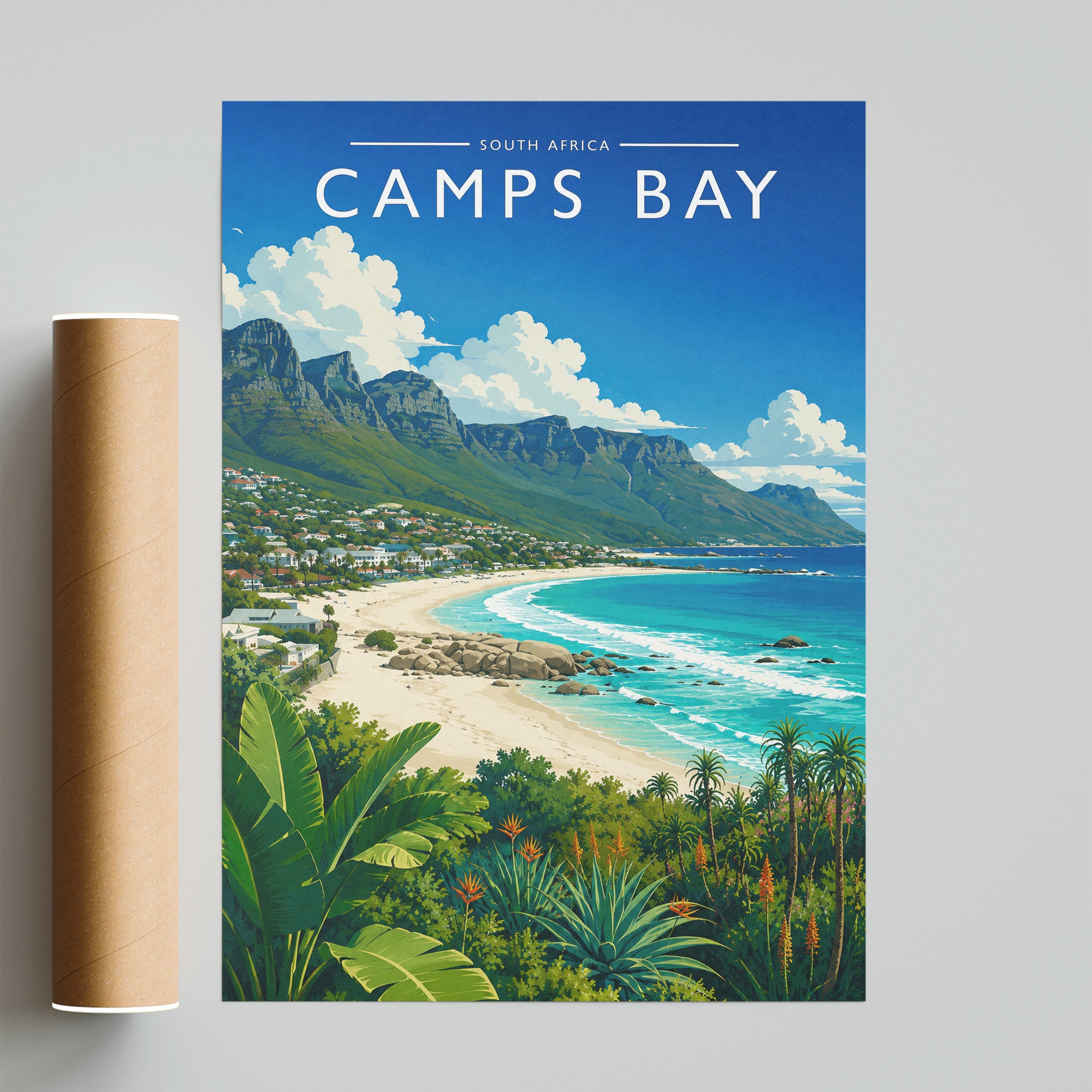Camps Bay Travel Poster - fine art print with shipping tube