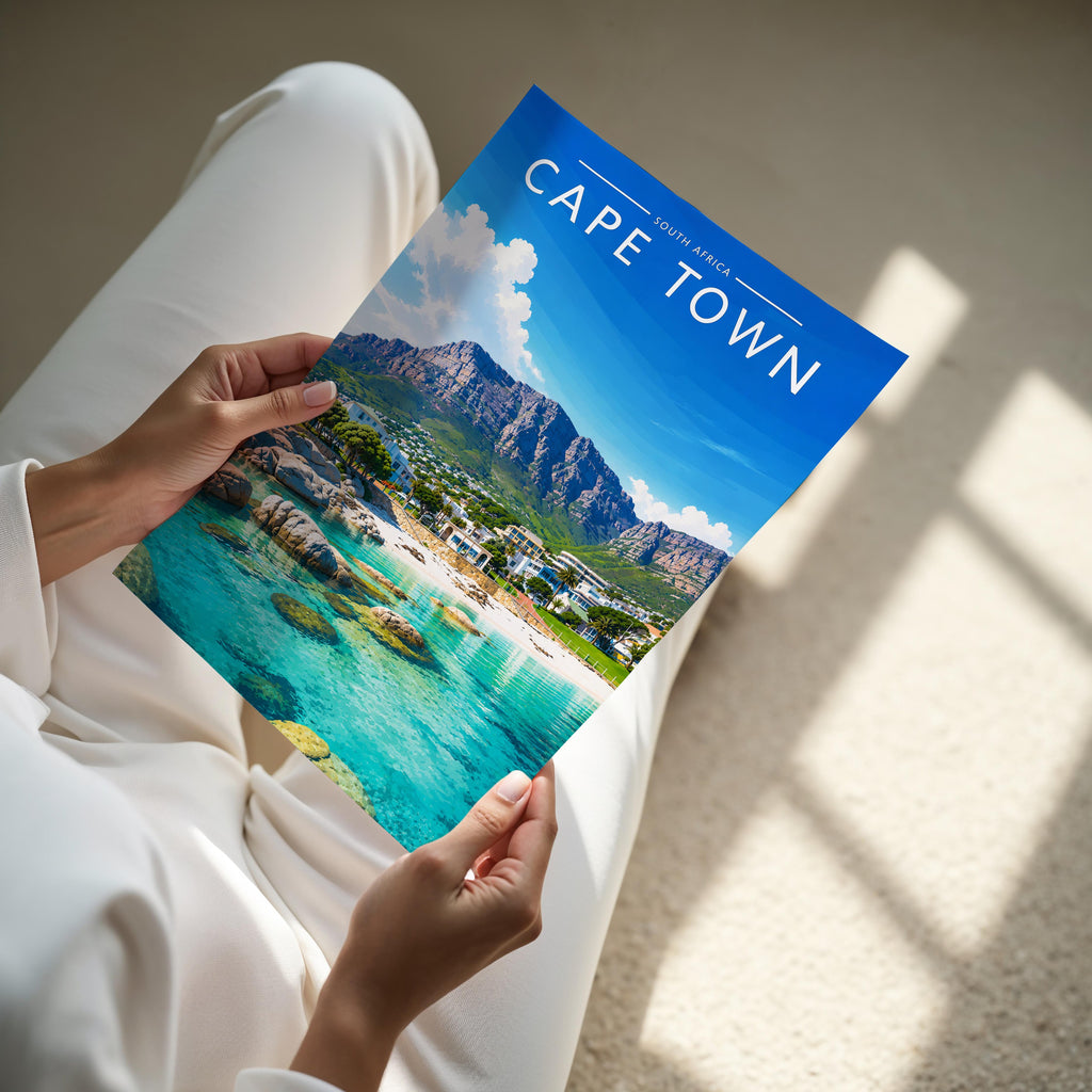 Cape Town #3 Travel Poster - A4 print held in hand