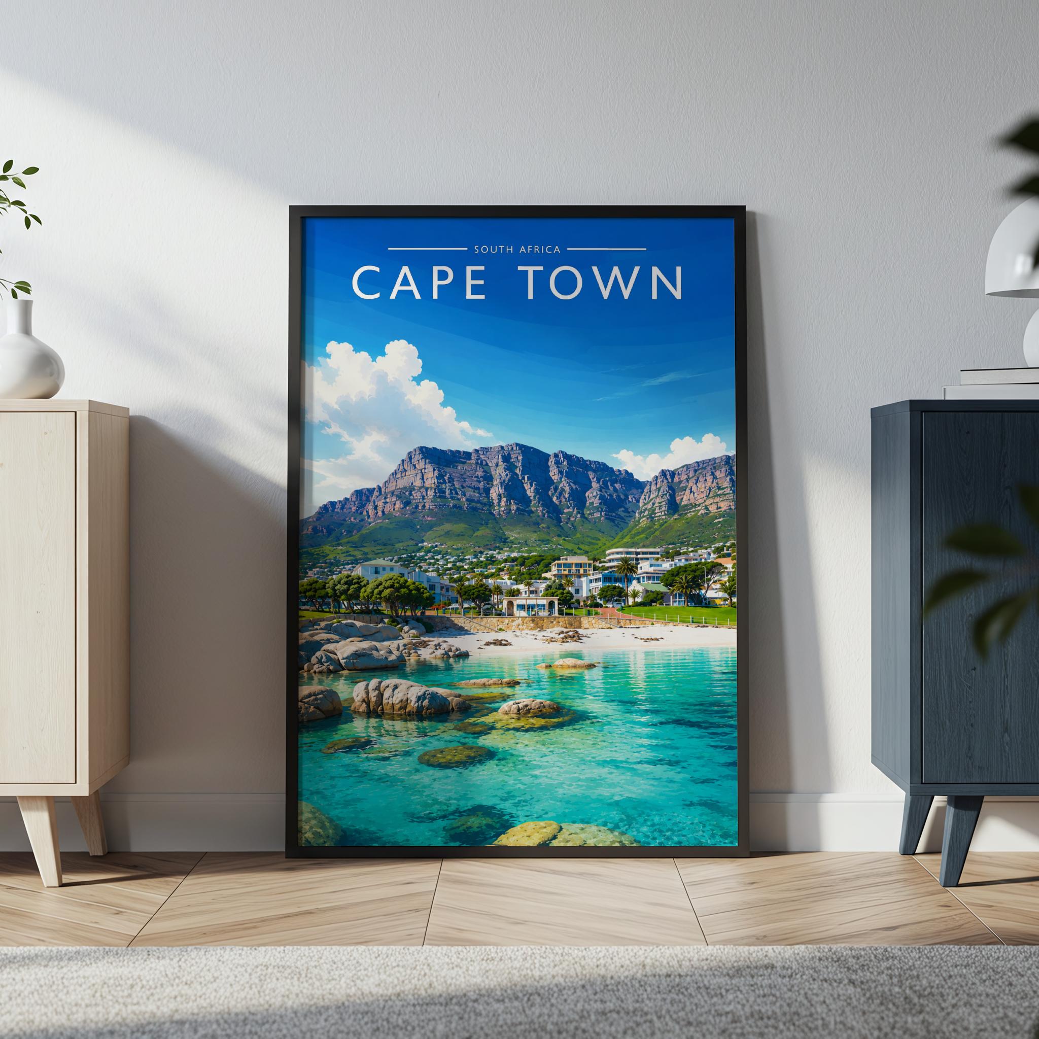 Cape Town #3 Travel Poster in a black frame