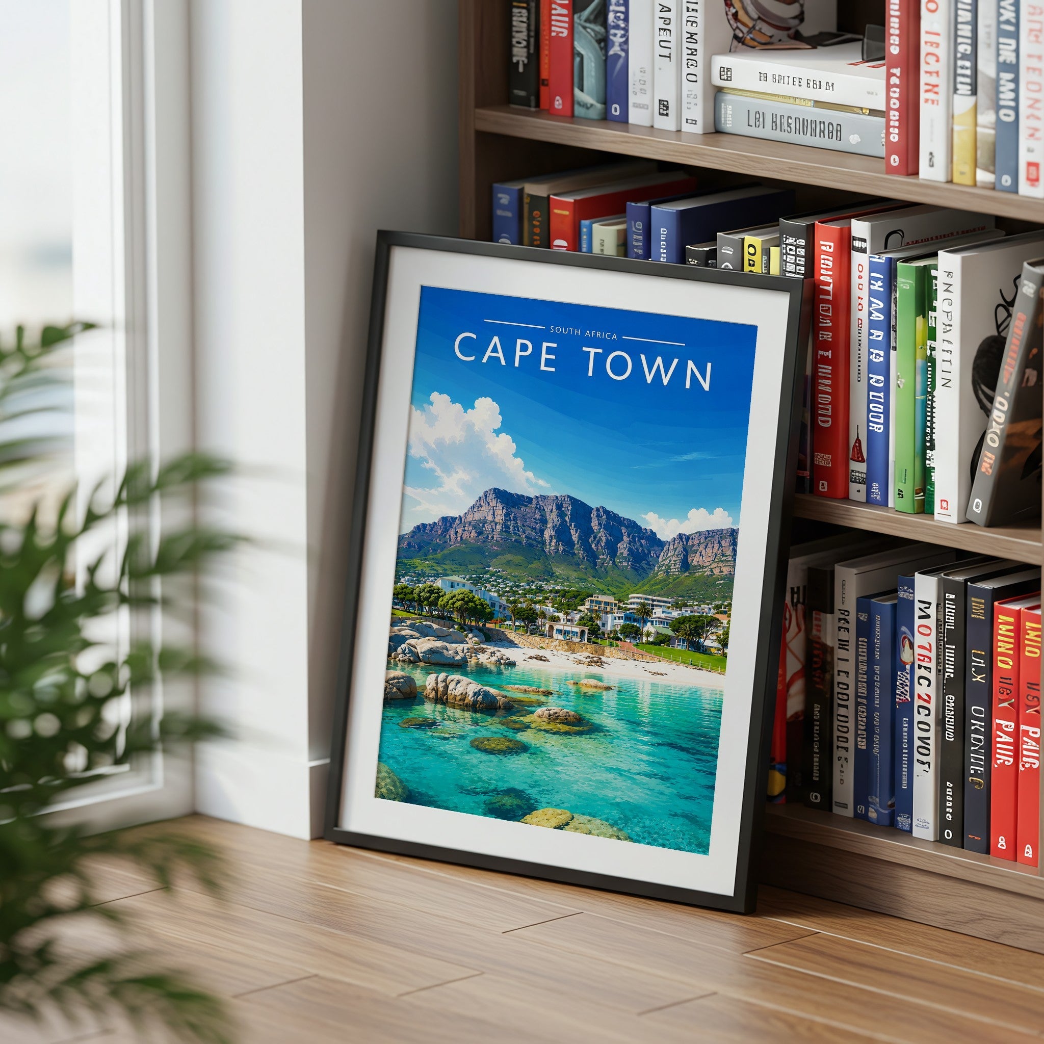 Cape Town #3 Travel Poster mounted in a black frame