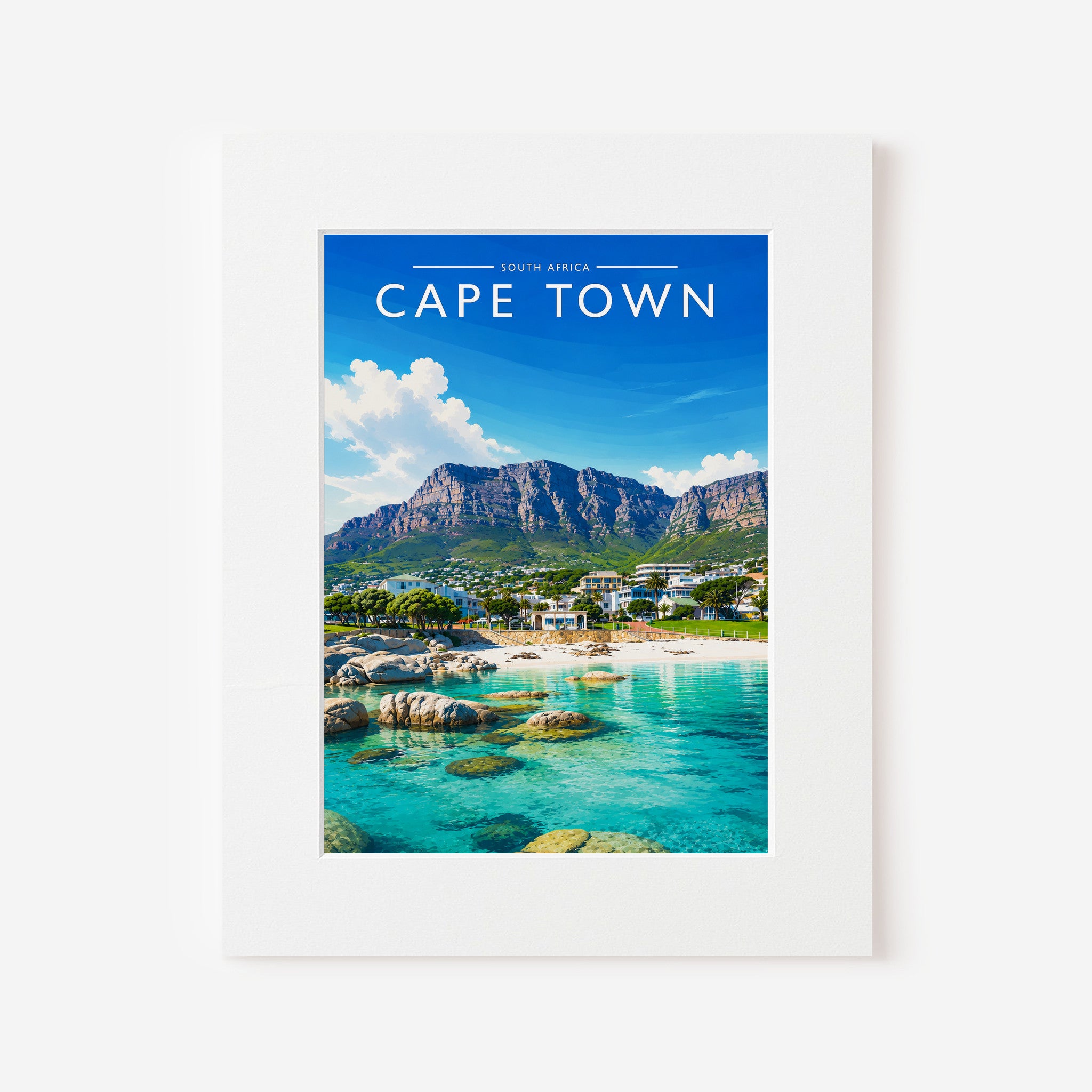 Cape Town #3 Travel Poster in a white mount